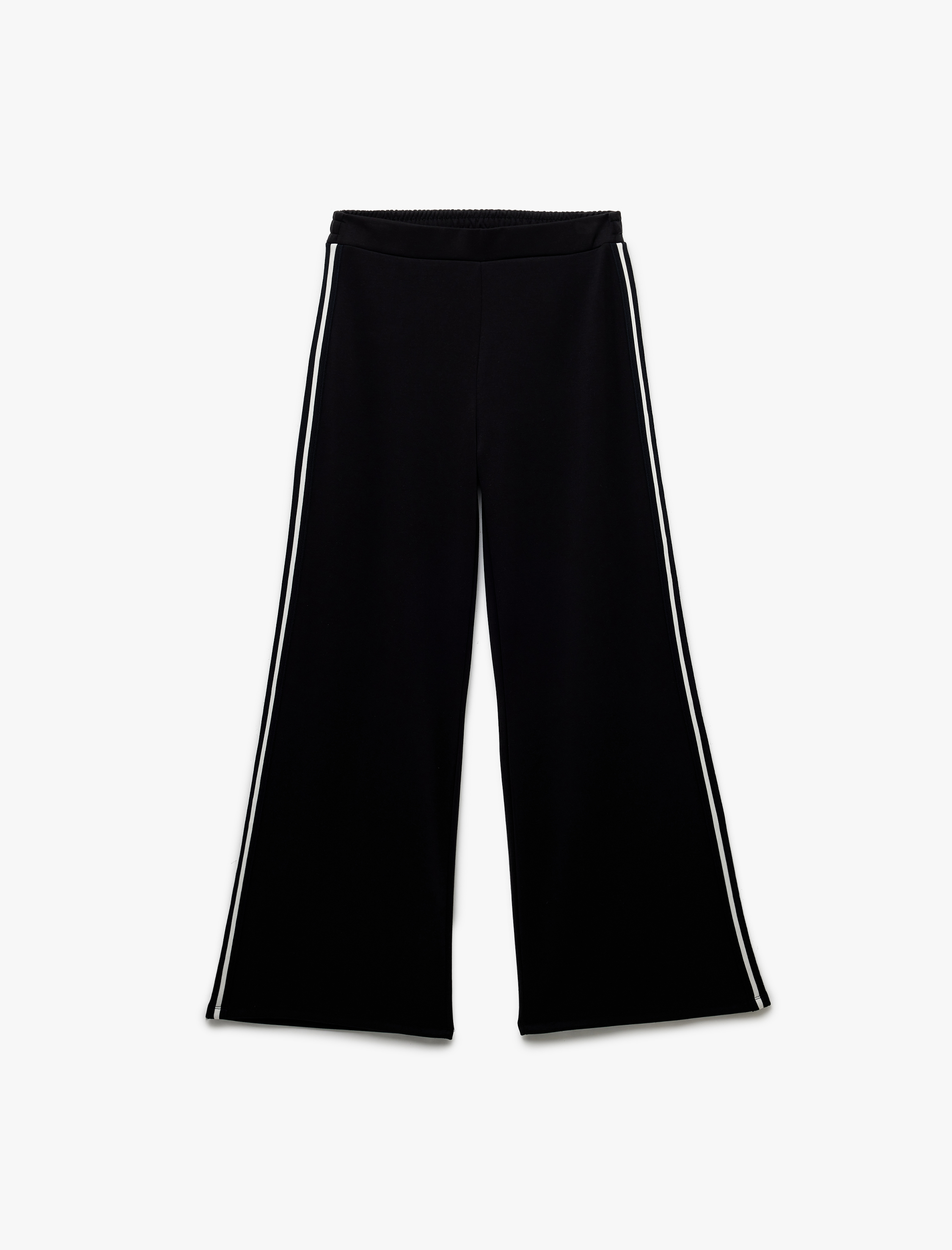   Şardonlu Modal Kumaş Yanları Şerit Detaylı Geniş Paça Eşofman Altı