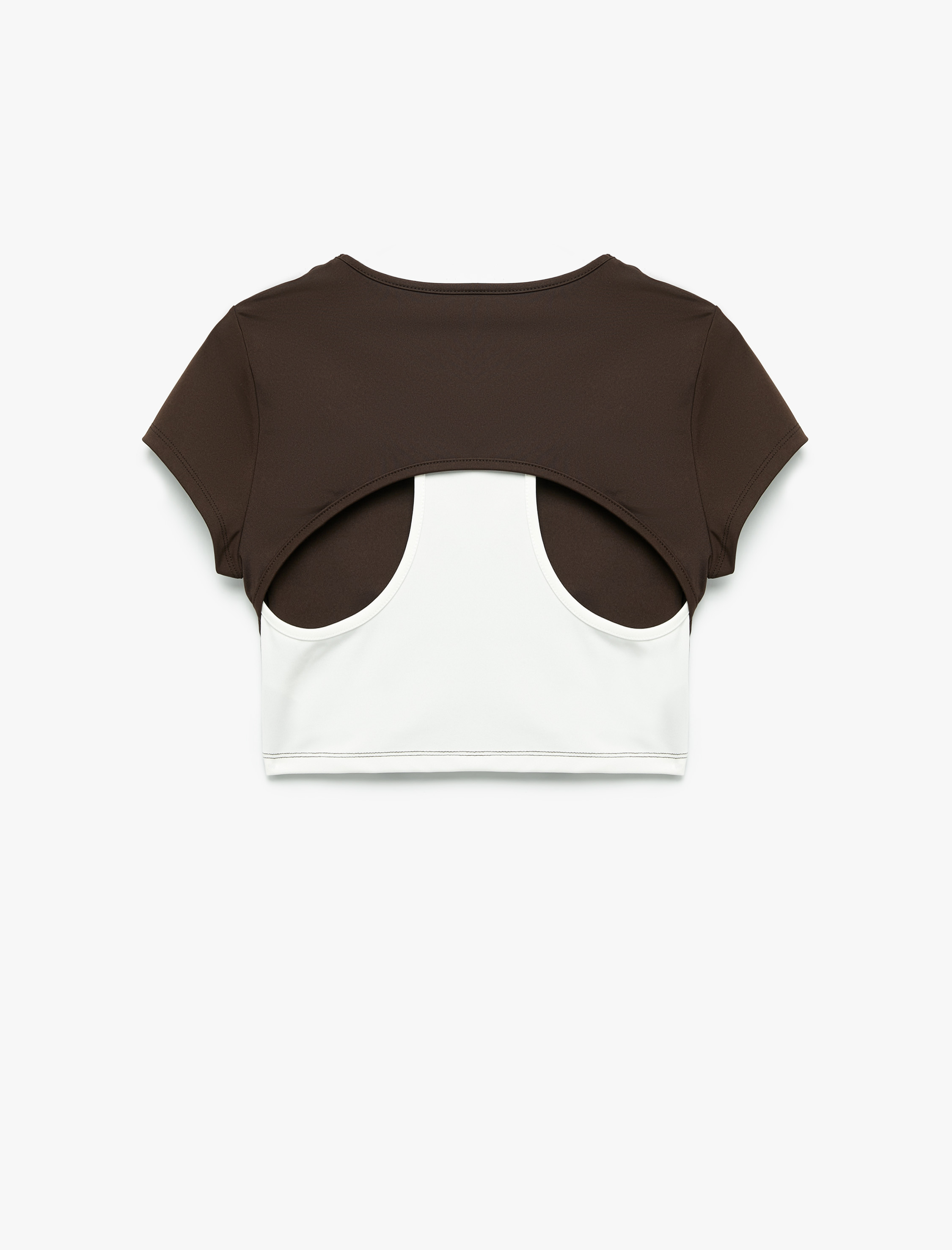   Kısa Kollu Bisiklet Yaka Crop Basic Spor Tişört