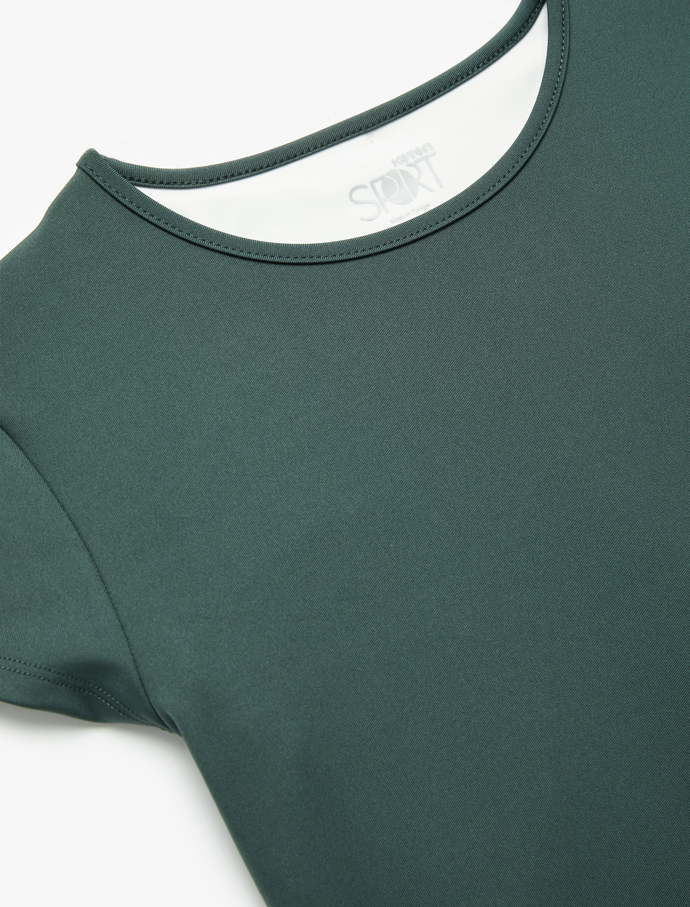   Kısa Kollu Bisiklet Yaka Crop Basic Spor Tişört