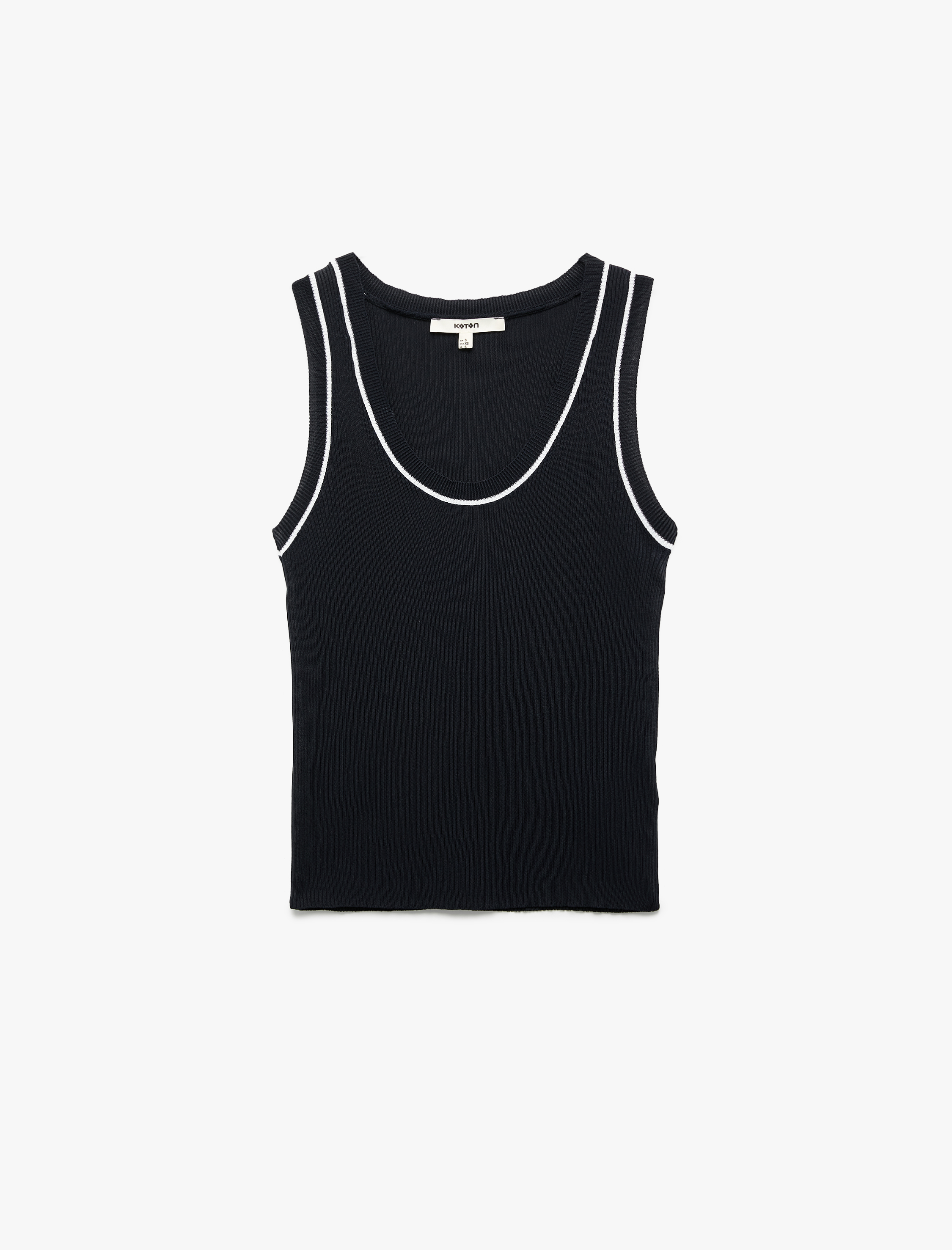   Renk Kontrastlı Kolsuz U Yaka Triko Atlet