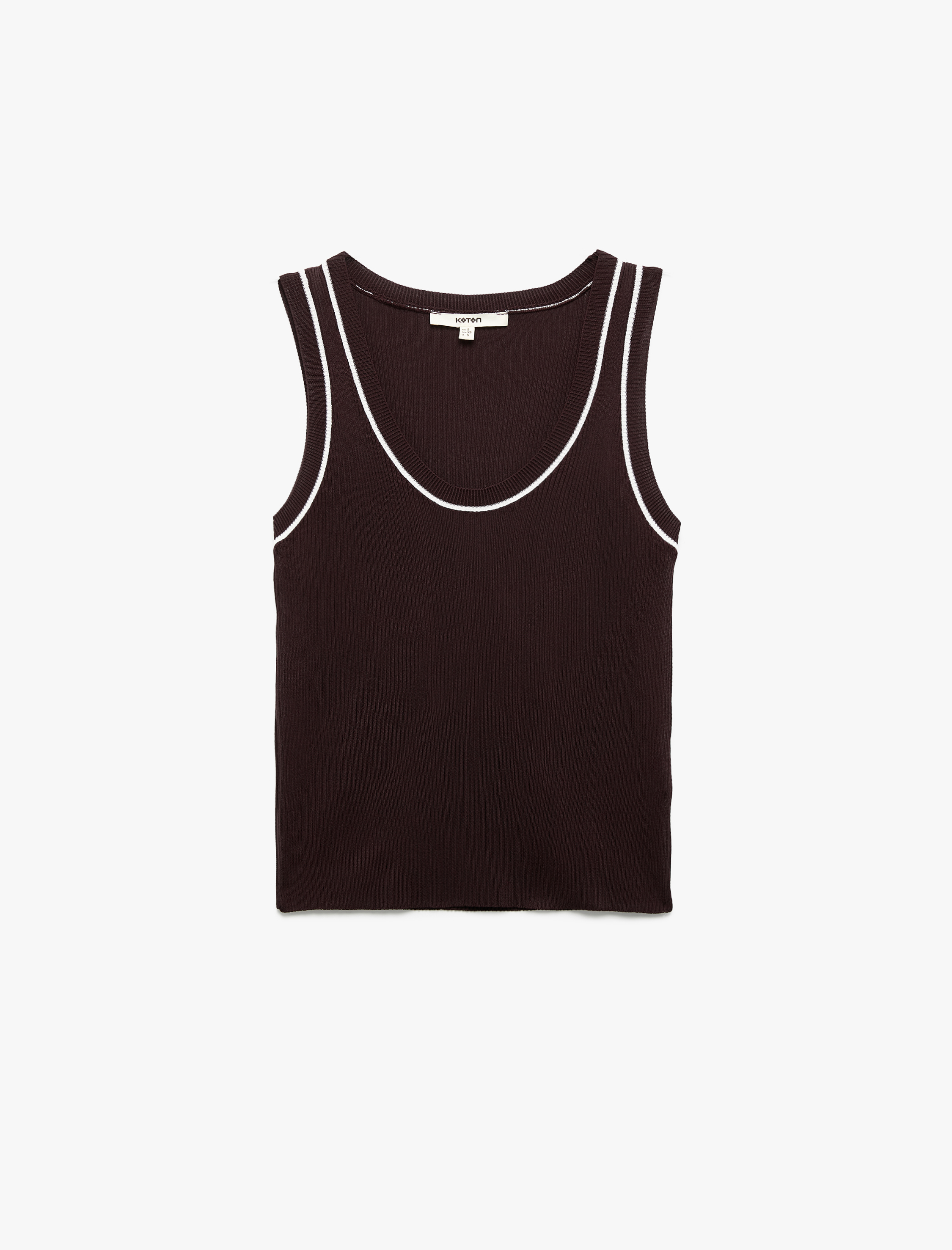   Renk Kontrastlı Kolsuz U Yaka Triko Atlet