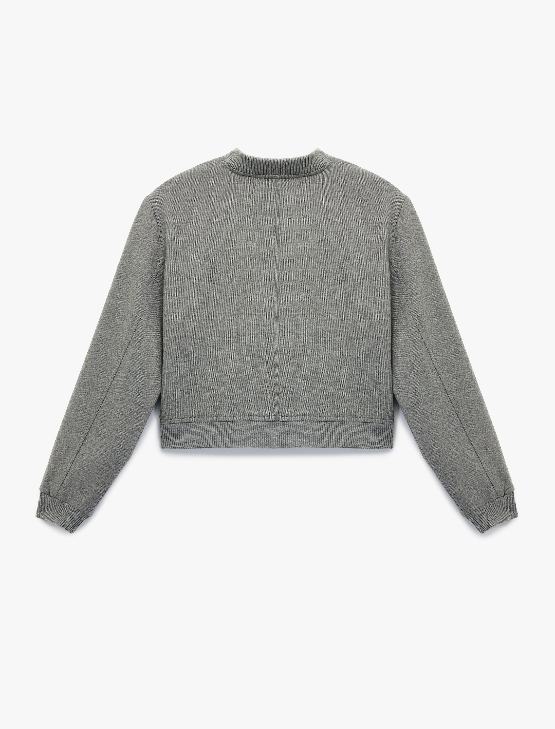   Uzun Kollu Kolej Yaka Cep Detaylı Bomber Ceket