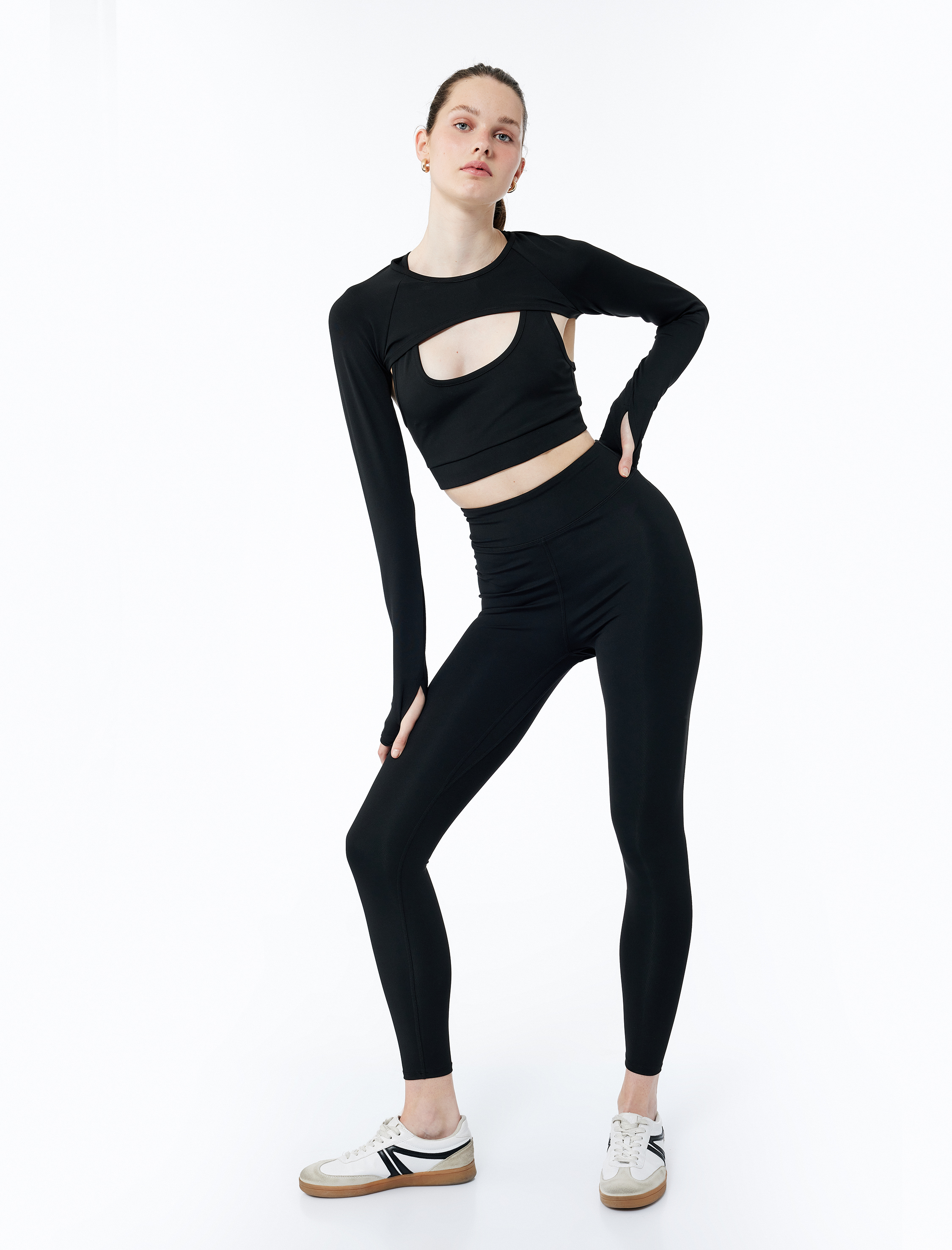   Yüksek Bel Slim Fit Uzun Basic Spor Tayt