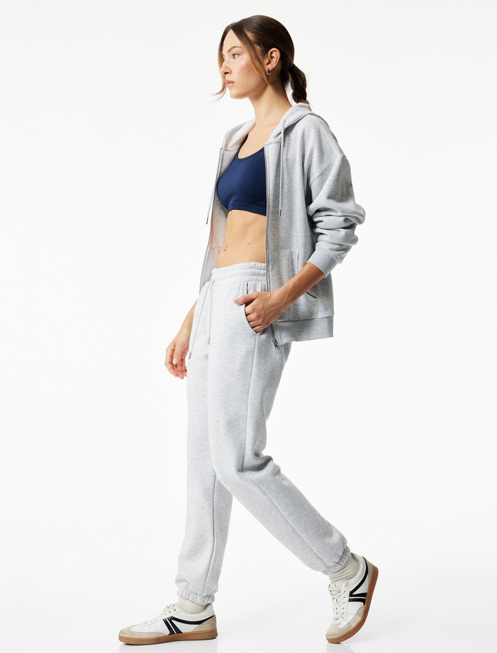  Beli Lastikli Cep Detaylı Şardonlu Basic Jogger Eşofman Altı