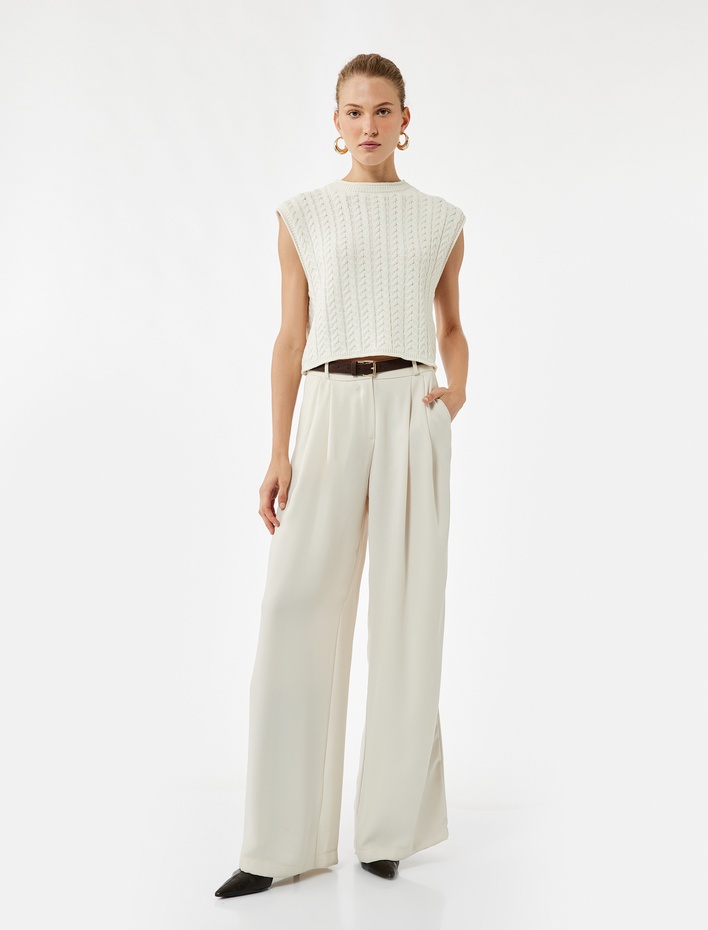  Kolsuz Bisiklet Yaka Saç Örgü Süveter