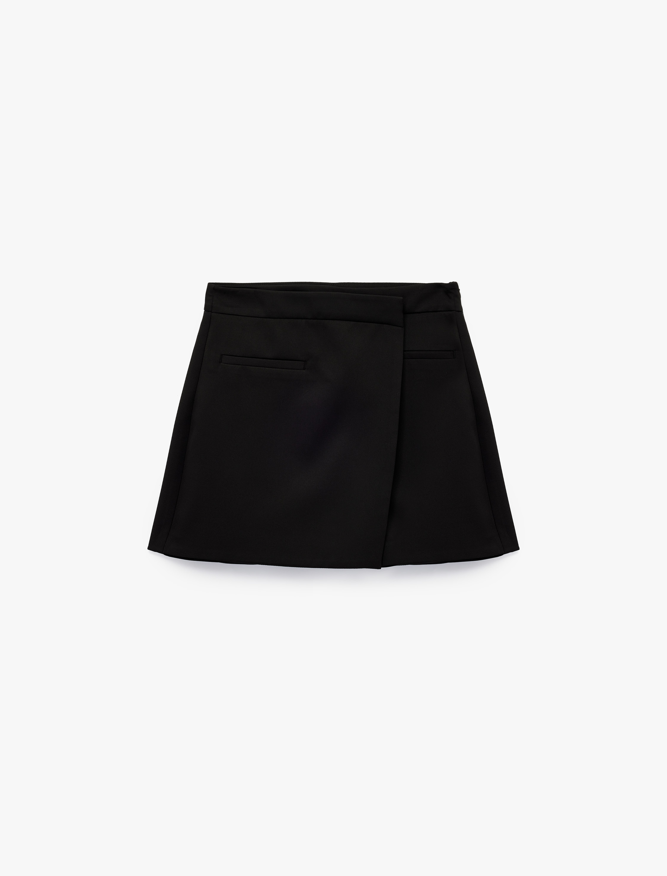   Fleto Cep Detaylı Kruvaze Mini Şort Etek