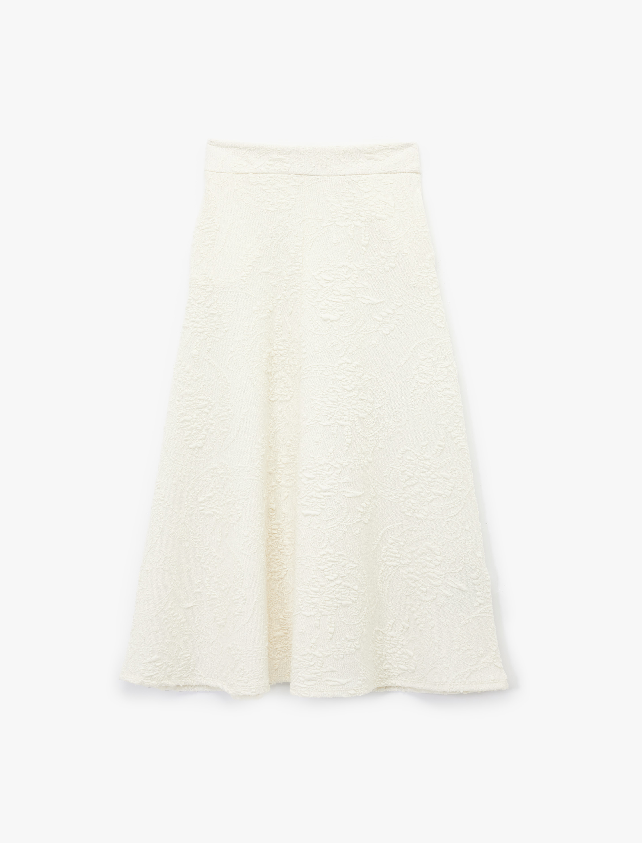   Rahat Kalıp Floral Dokulu Midi Boy Çan Etek