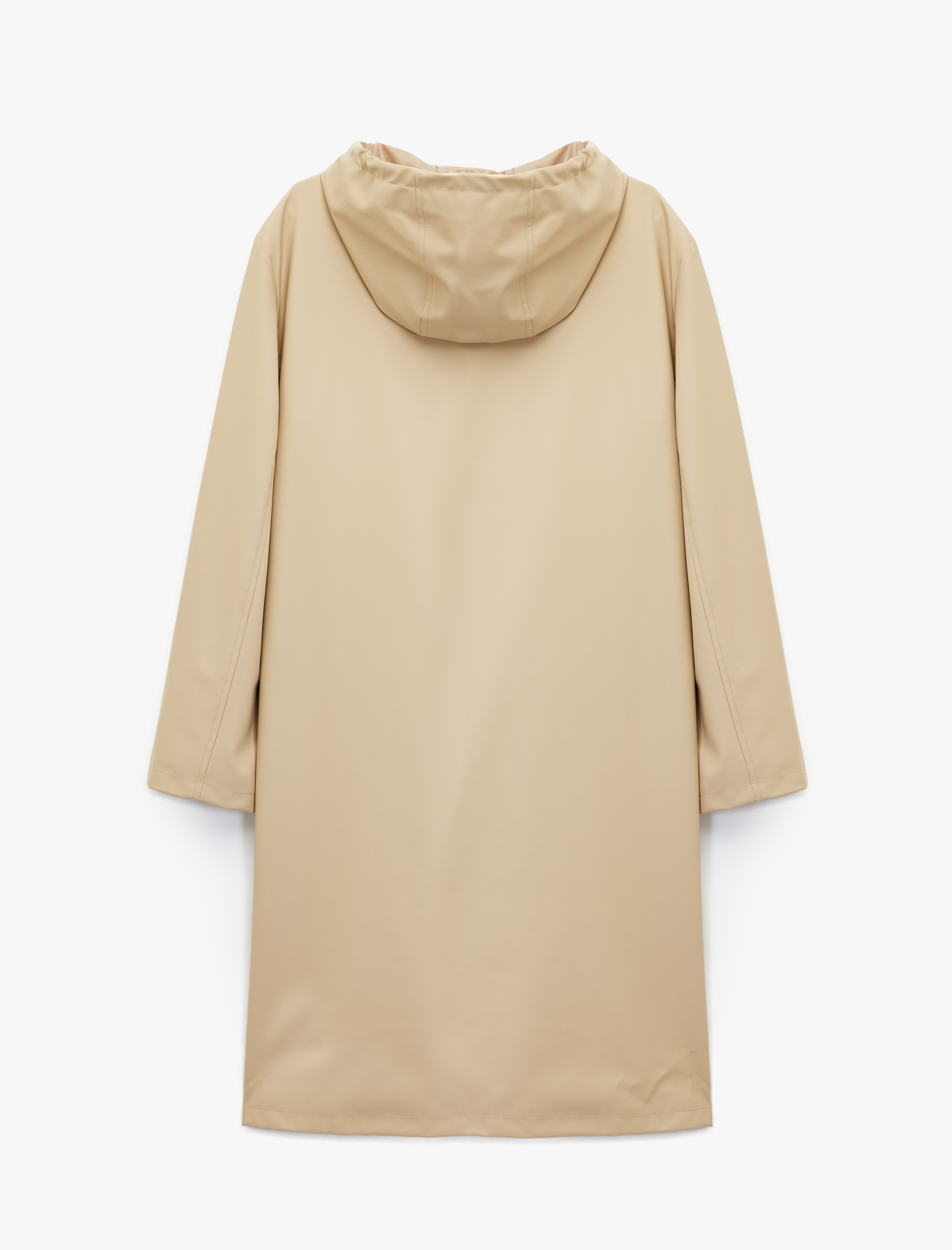   Cepli Oversize Kapüşonlu Uzun Yağmurluk