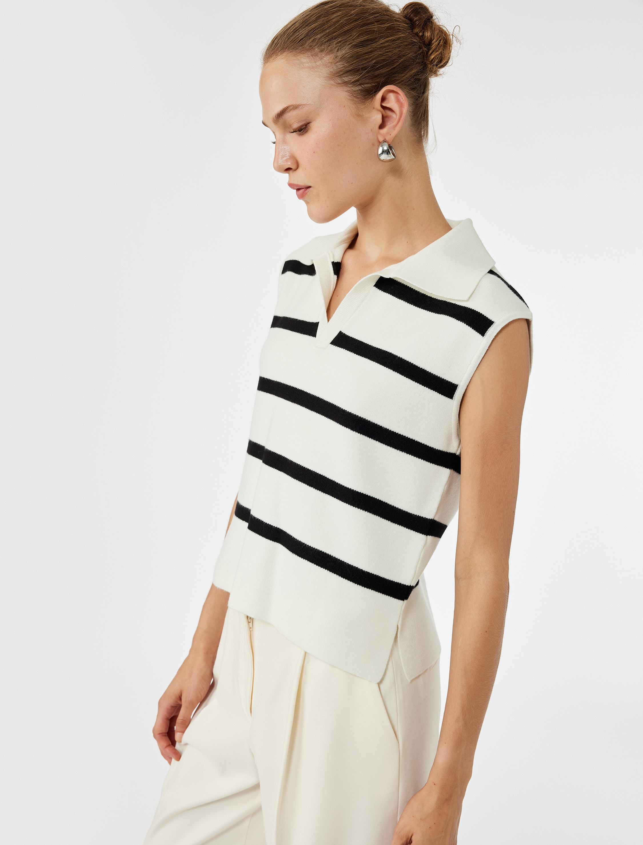   Regular Fit Polo Yaka Kolsuz Triko Bluz