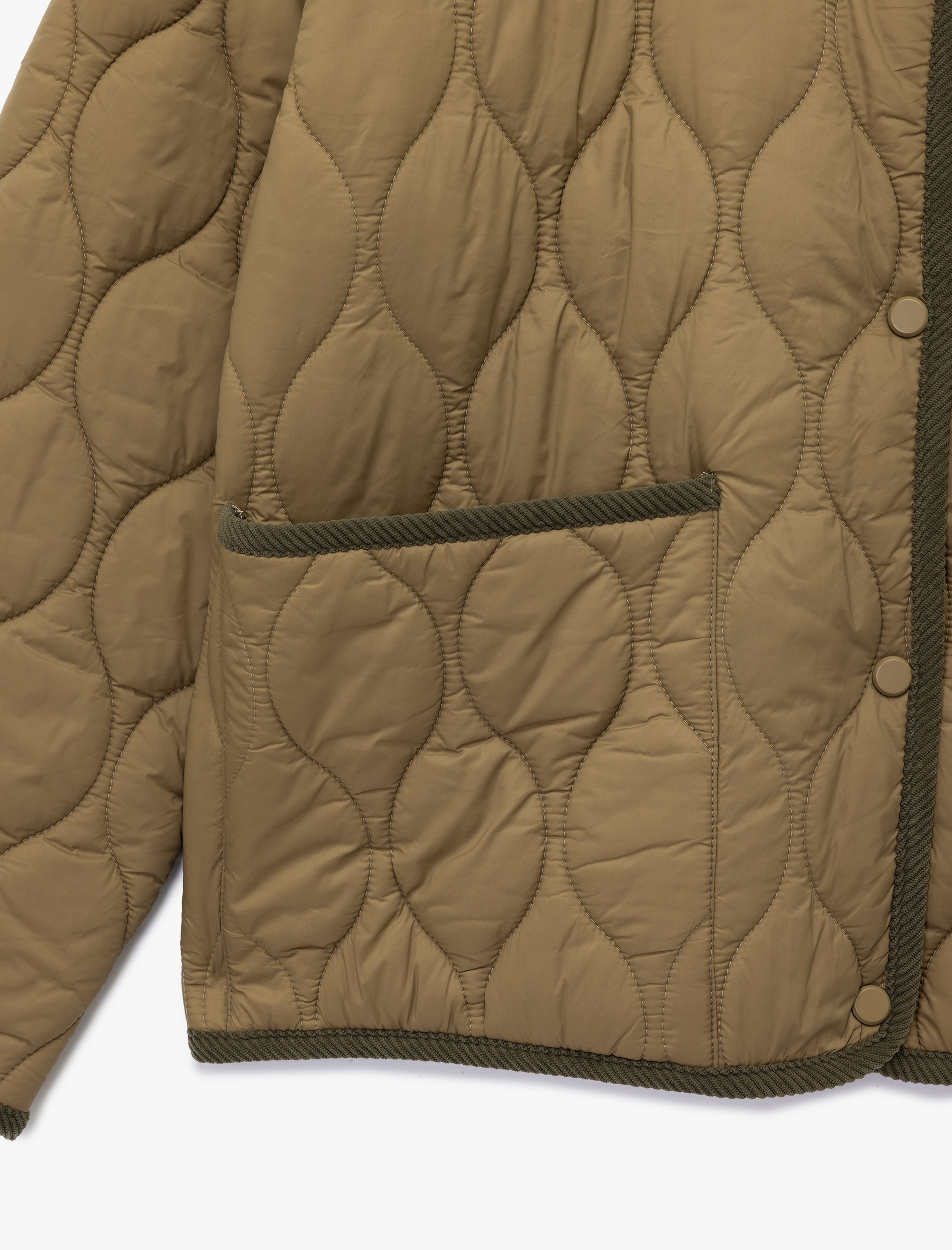   Uzun Kollu Düğmeli Cepli Bisiklet Yaka Su İtici Kapitone Mevsimlik Mont