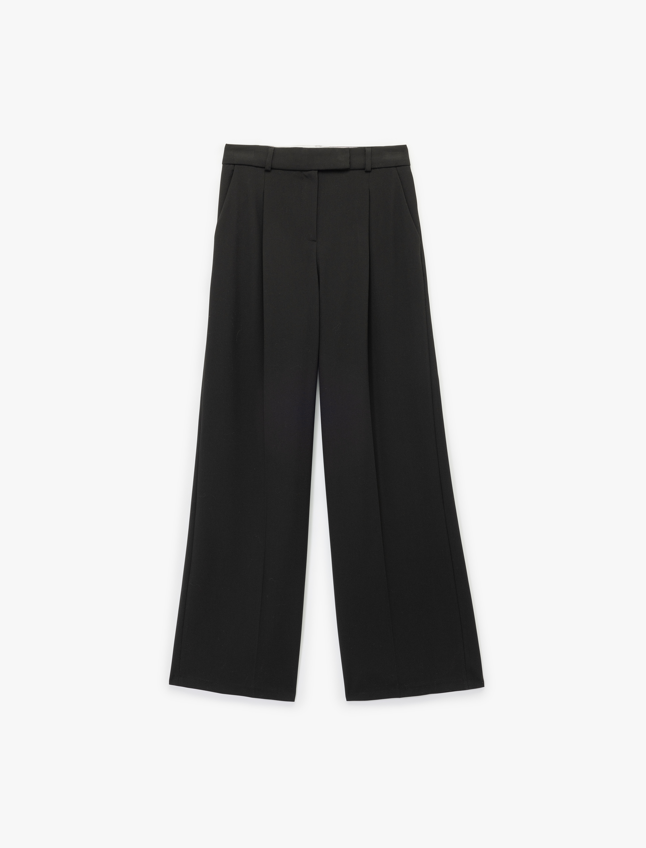   Pile Detaylı Cepli Yüksek Bel Palazzo Pantolon