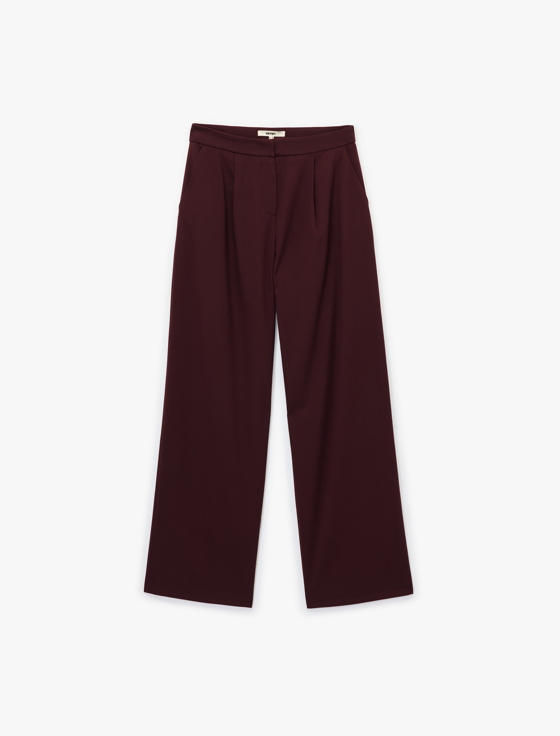   Cepli Pile Detaylı Geniş Paça Kumaş Palazzo Pantolon