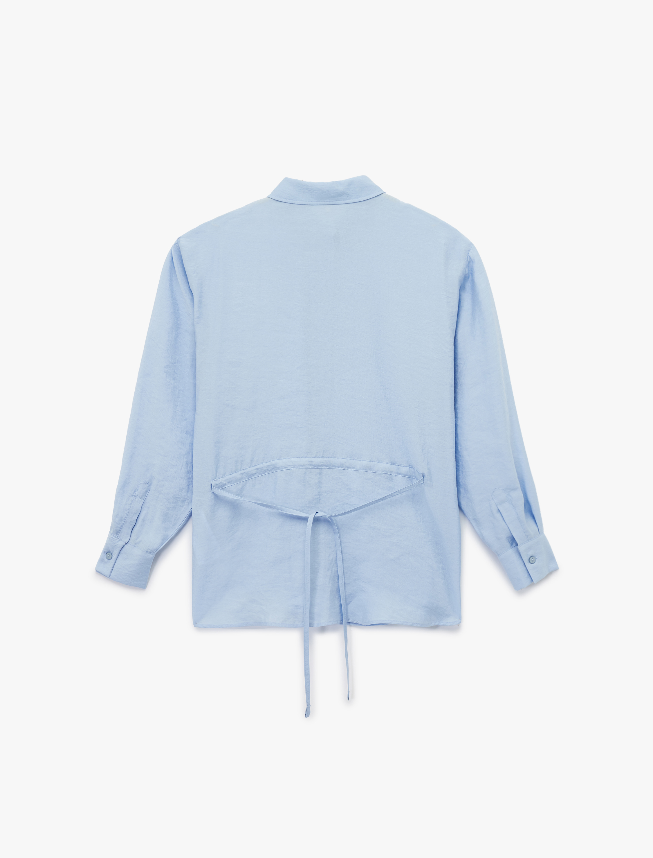   Modal Kumaş Uzun Kollu Beli Bağlama Detaylı Oversize Gömlek