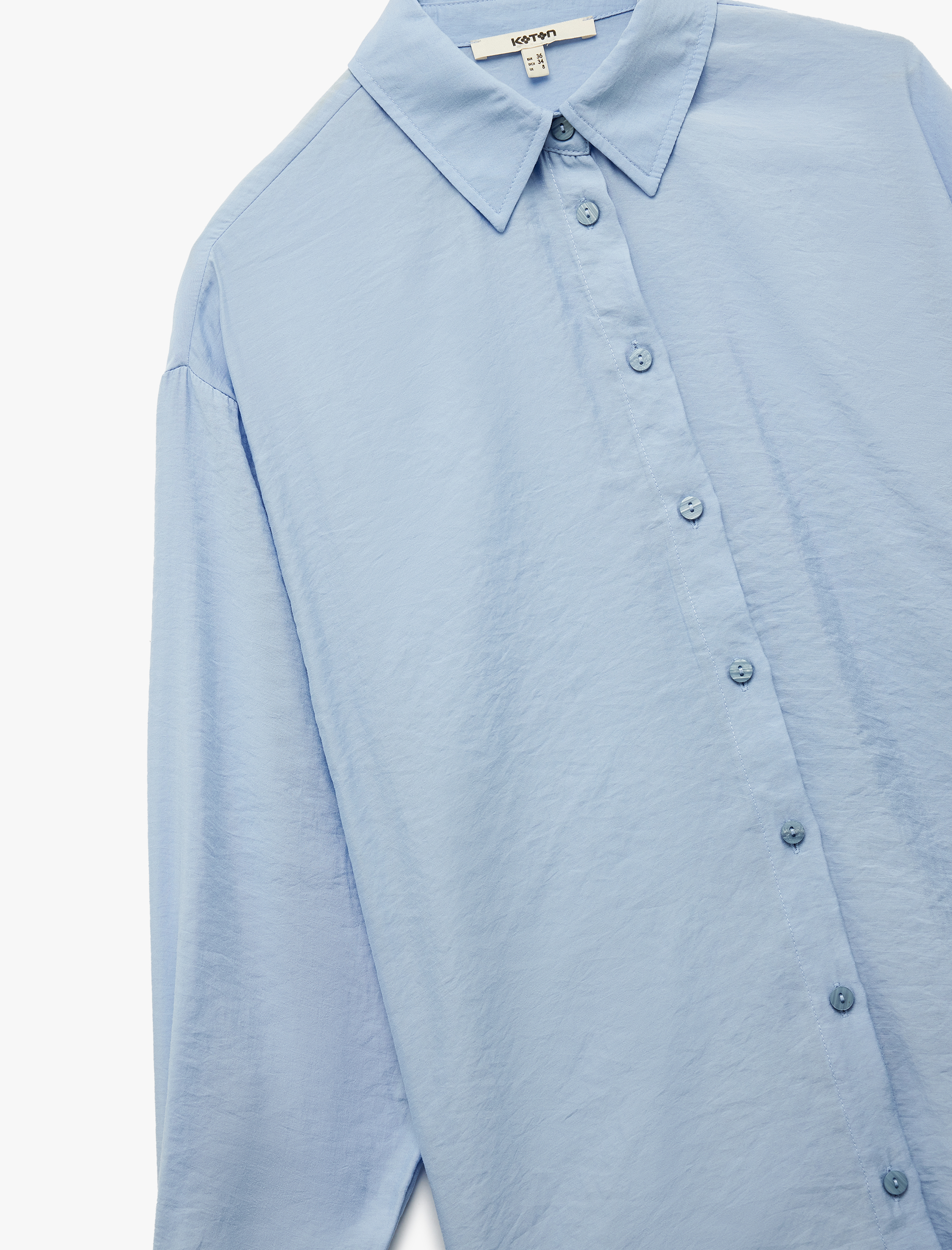   Modal Kumaş Uzun Kollu Beli Bağlama Detaylı Oversize Gömlek