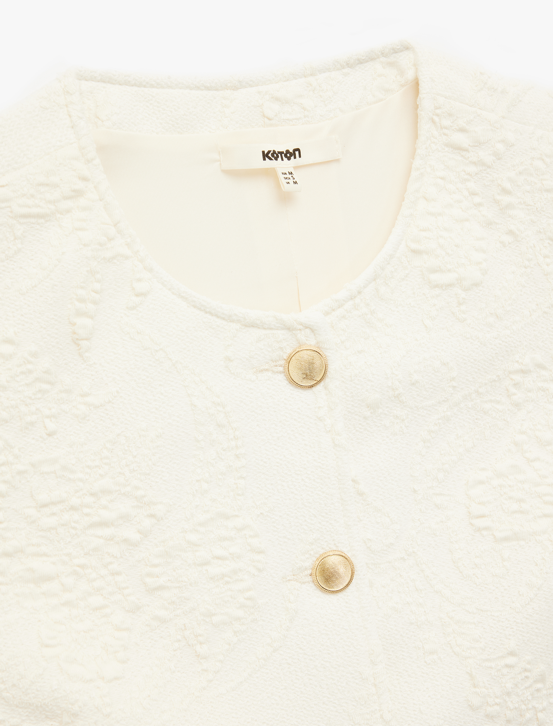   Slim Fit Kolsuz Bisiklet Yaka Düğmeli Floral Dokulu Yelek