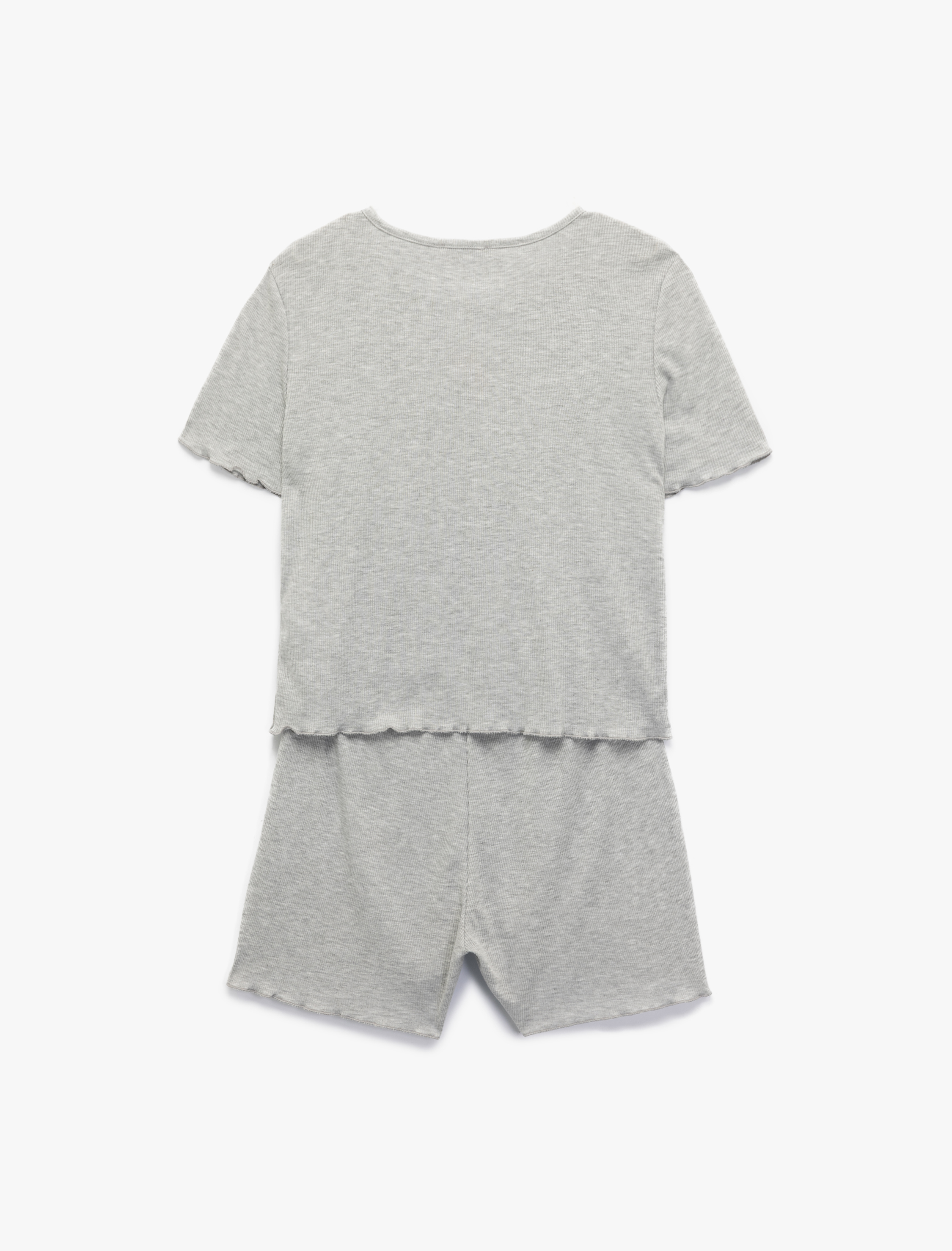   Rahat Kalıp Kısa Kollu Bisiklet Yaka Nakışlı Şortlu Pijama Takımı