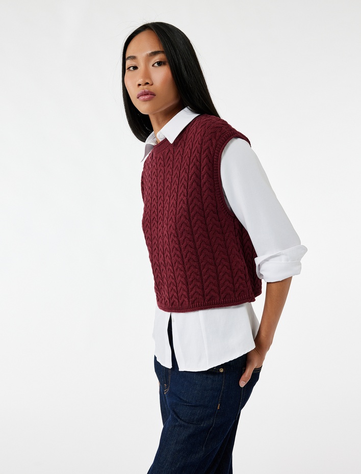  Kolsuz Bisiklet Yaka Saç Örgü Süveter