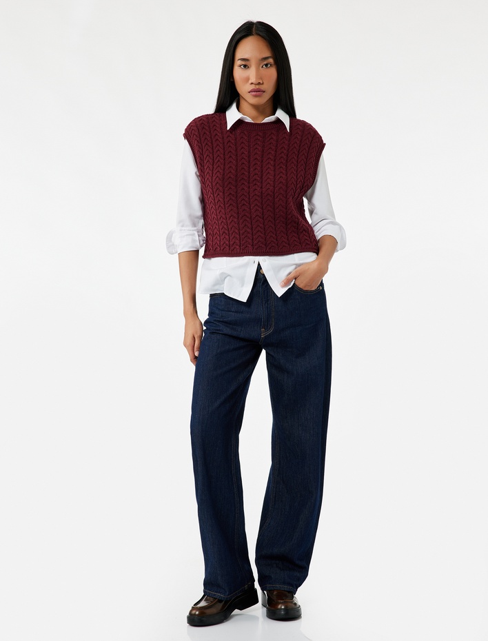  Kolsuz Bisiklet Yaka Saç Örgü Süveter