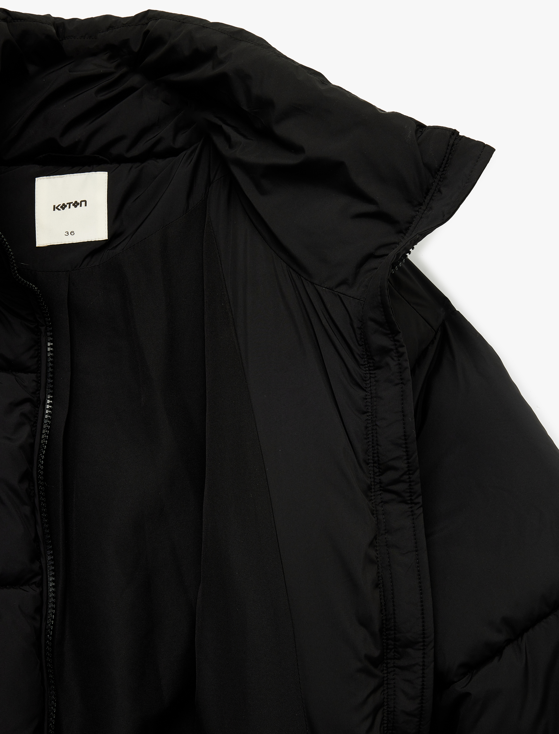   Polar Cepli Dik Yaka Uzun Kollu Fermuarlı Su İtici Crop Şişme Mont