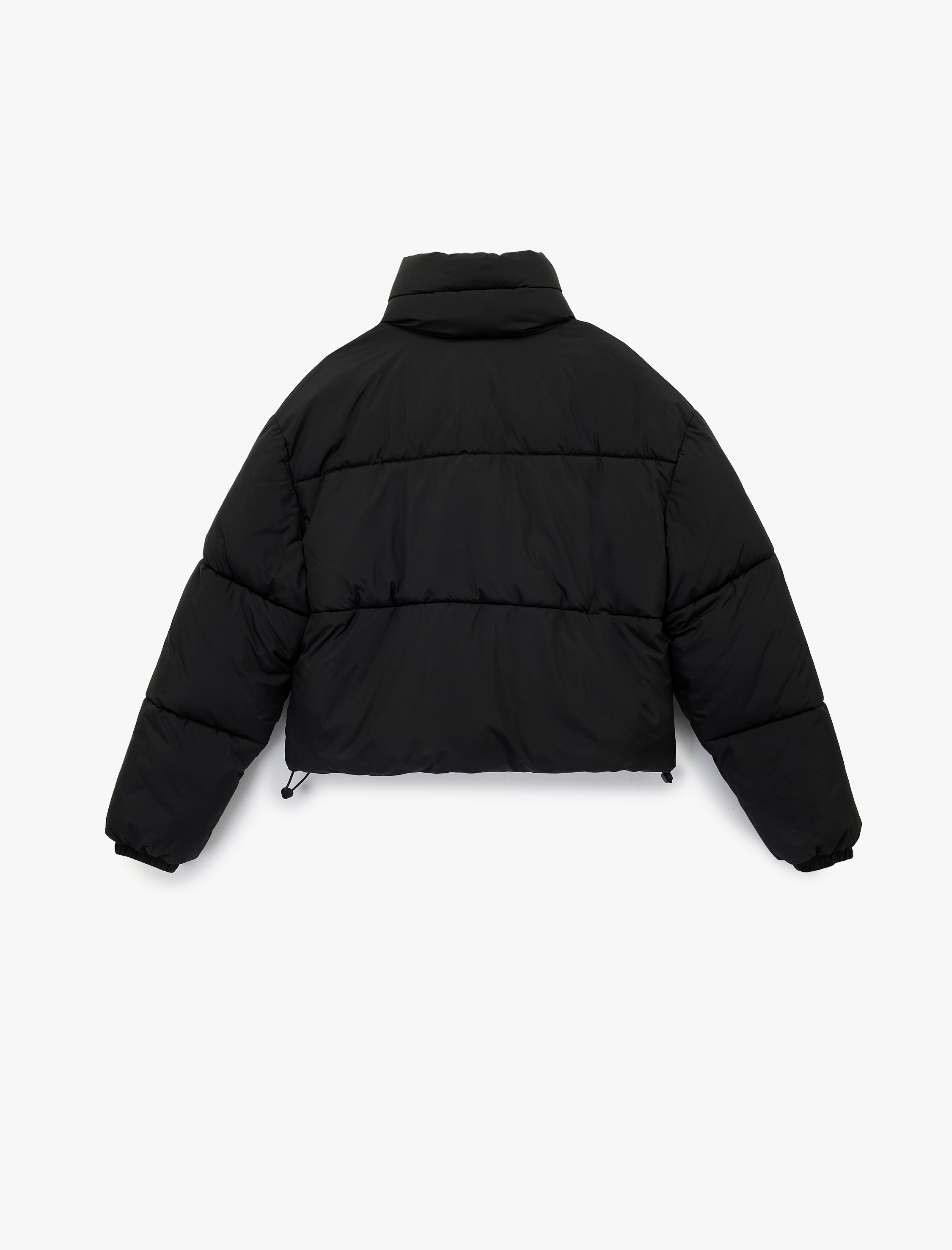   Polar Cepli Dik Yaka Uzun Kollu Fermuarlı Su İtici Crop Şişme Mont