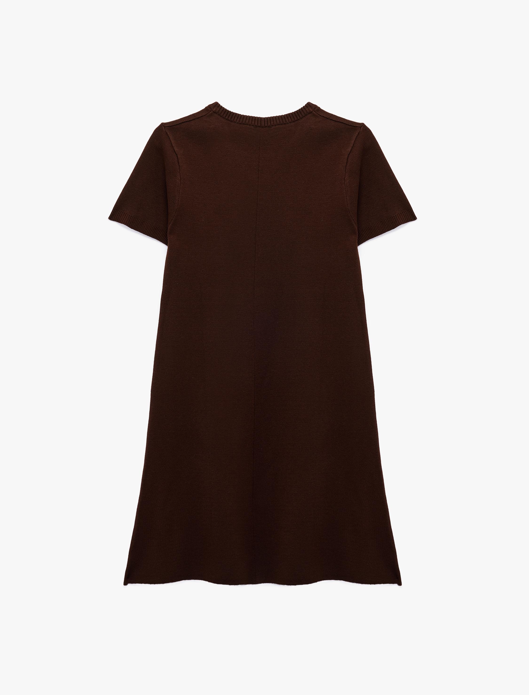   Regular Fit Kısa Kollu Bisiklet Yaka A Kesim Mini Triko Elbise