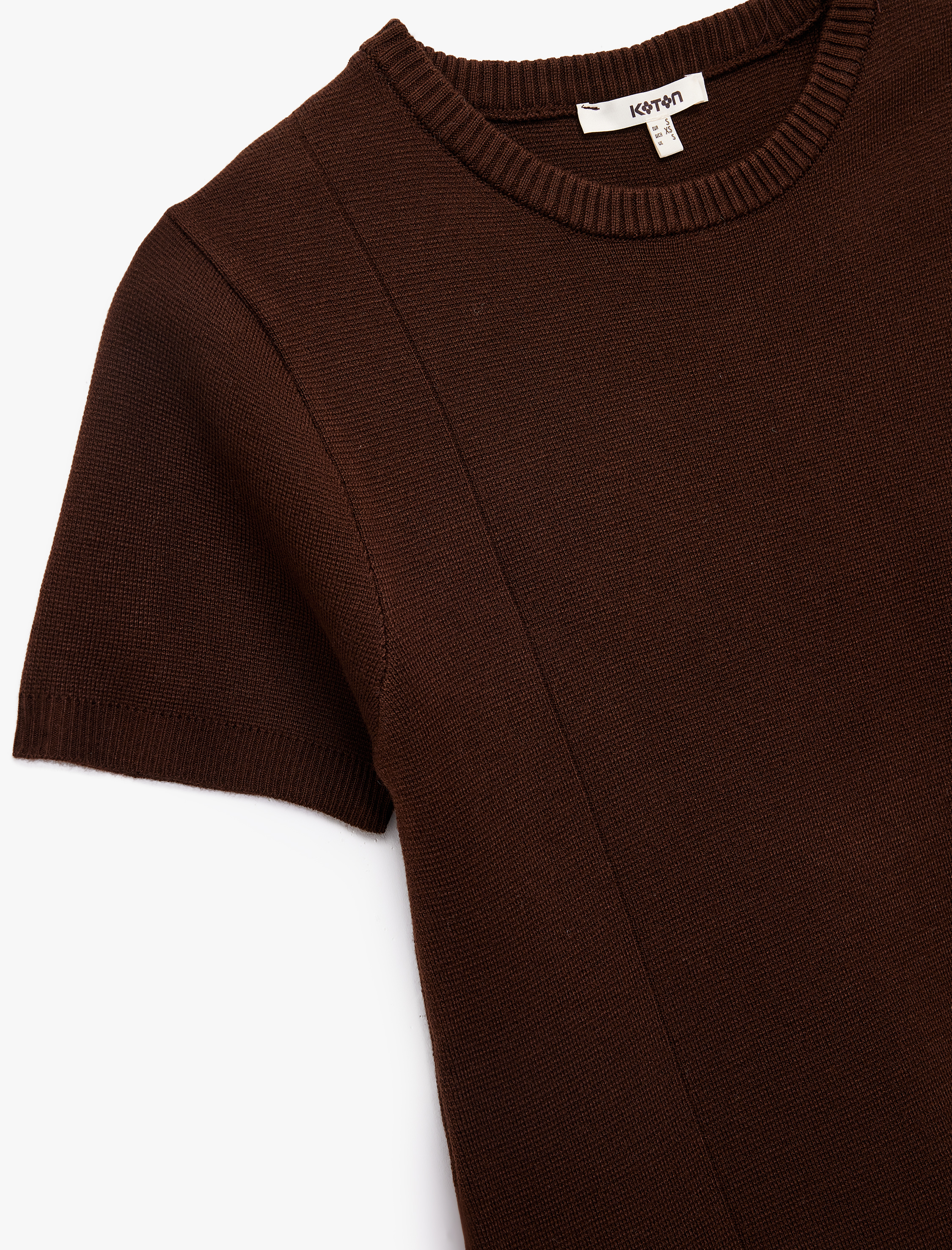   Regular Fit Kısa Kollu Bisiklet Yaka A Kesim Mini Triko Elbise