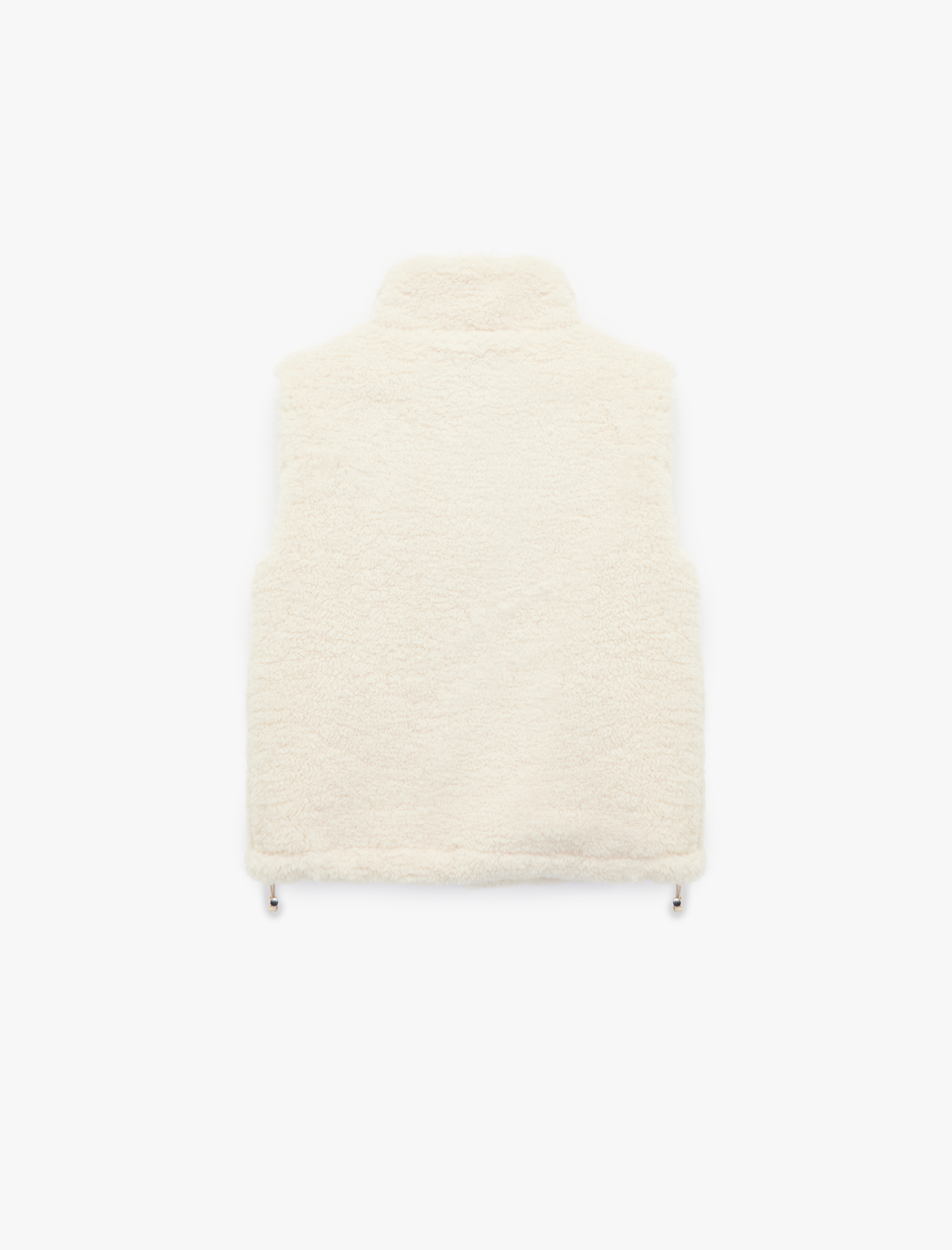   Cepli Dik Yaka Kolsuz Fermuarlı Crop Peluş Yelek