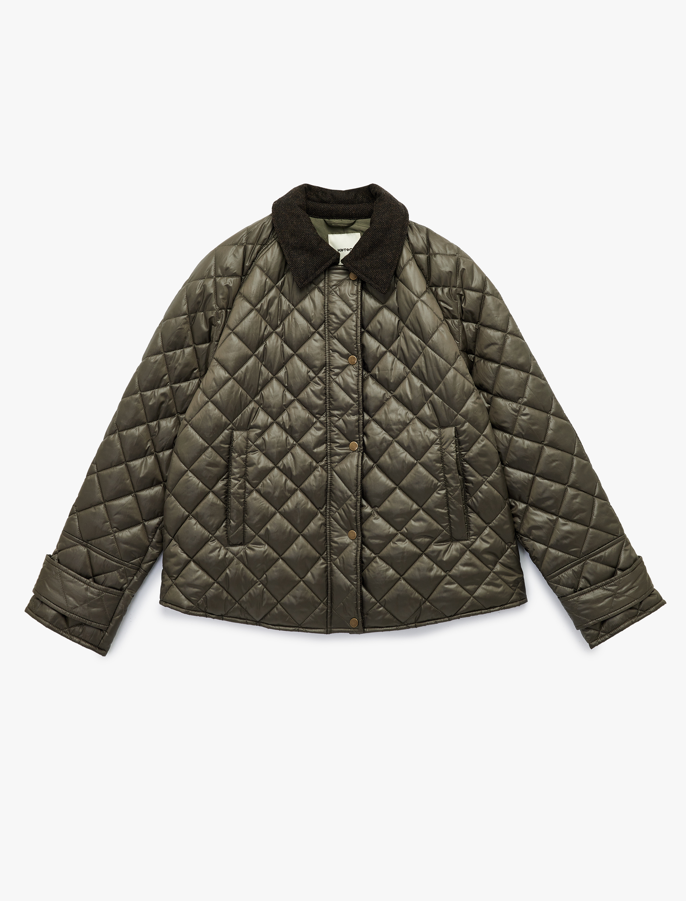   Cepli Fermuarlı Uzun Kollu Su İtici Kapitone Kısa Ceket