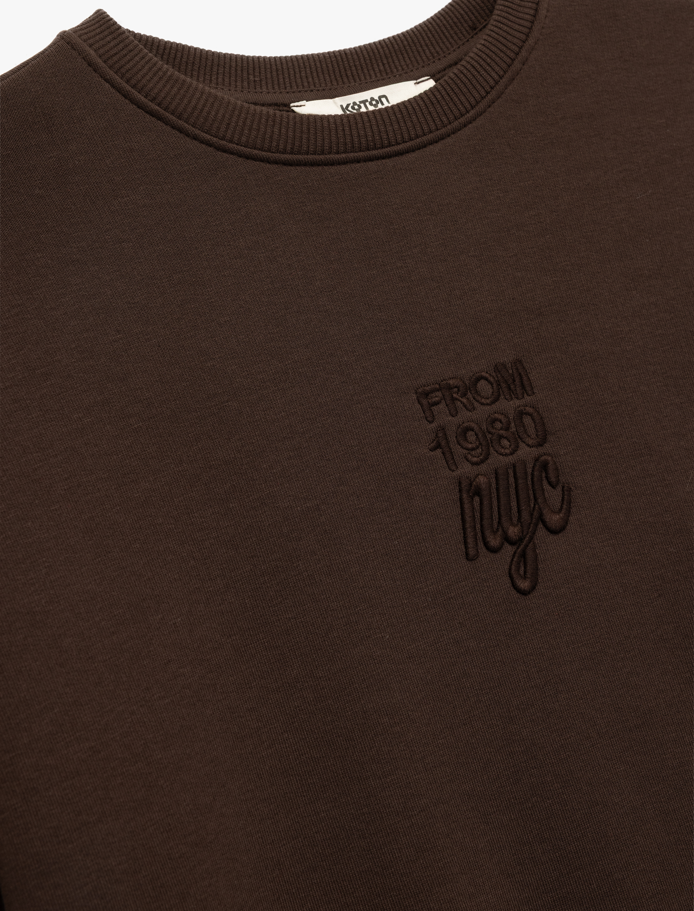   Uzun Kollu Bisiklet Yaka Nakışlı Oversize Sweatshirt