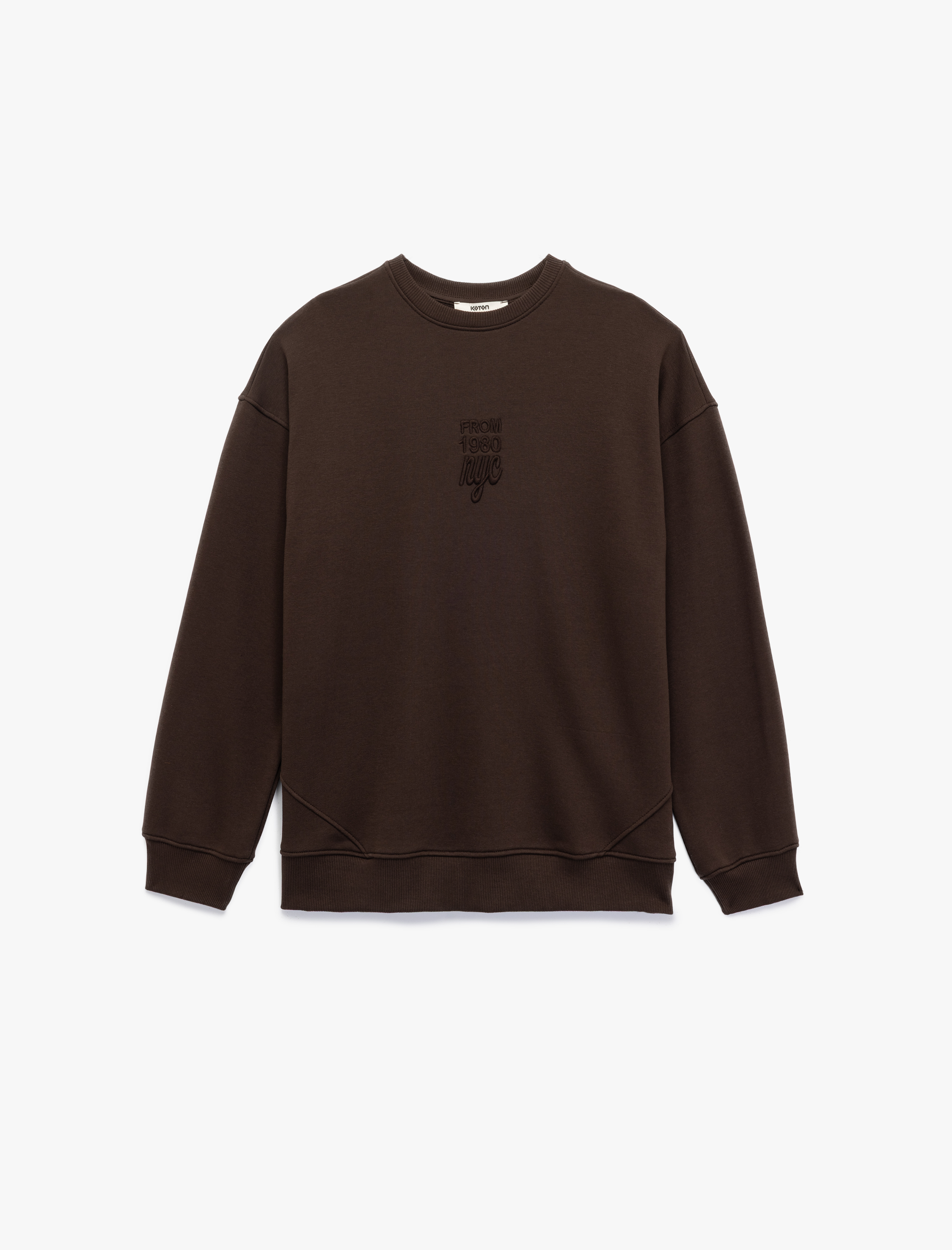   Uzun Kollu Bisiklet Yaka Nakışlı Oversize Sweatshirt