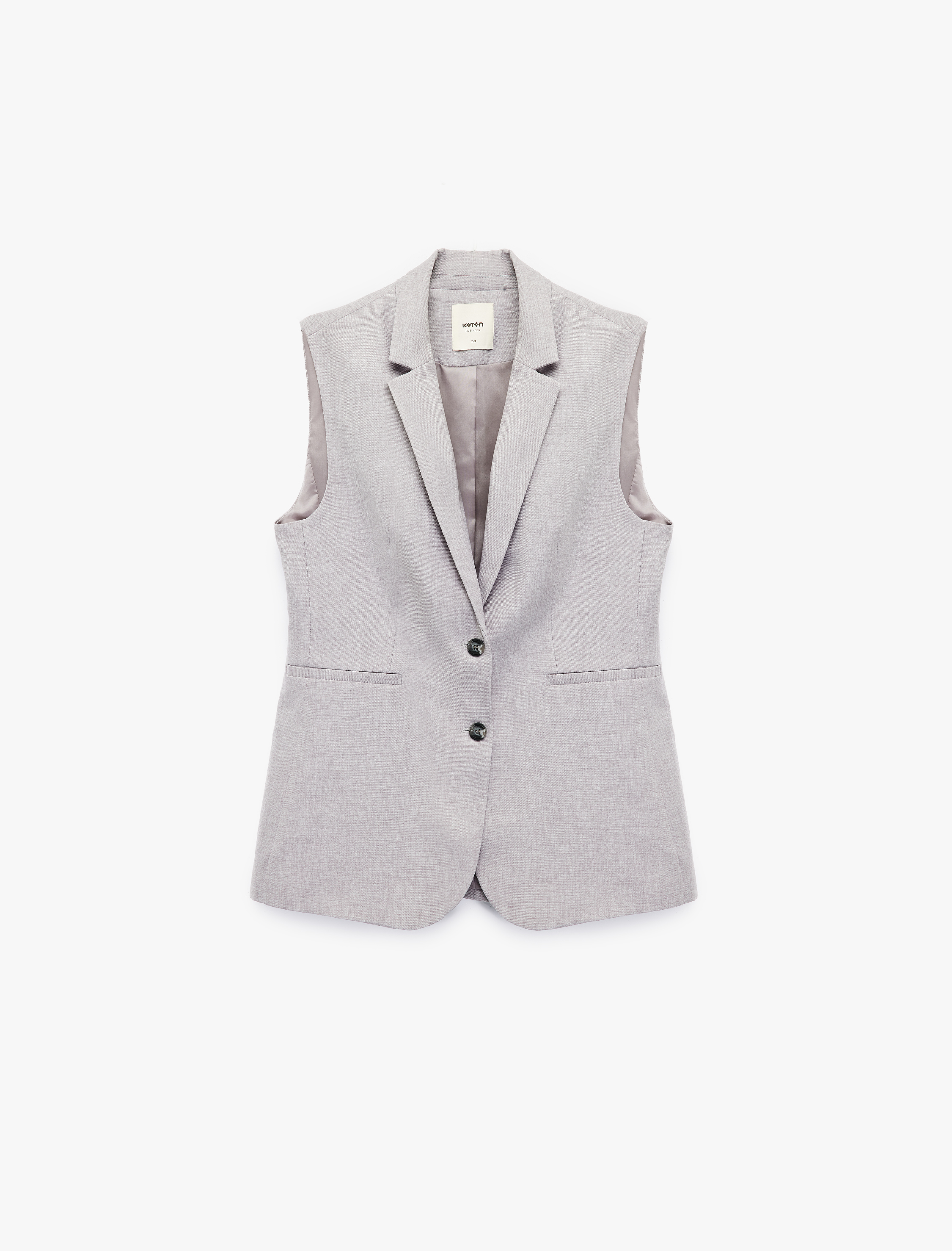   Kruvaze Yaka Kolsuz Uzun Blazer Yelek