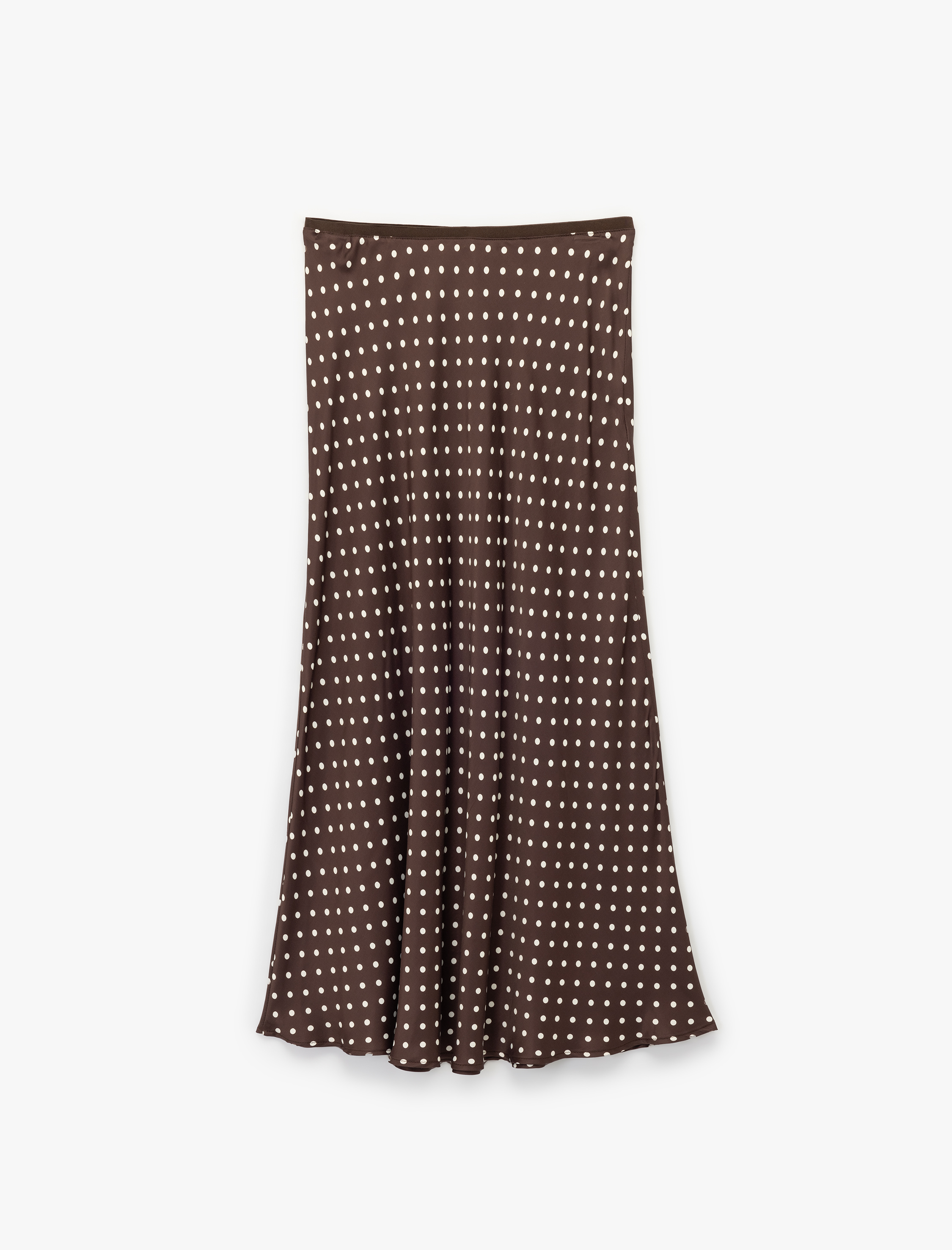   Viskon Kumaş Balık Form Puantiyeli Midi Etek