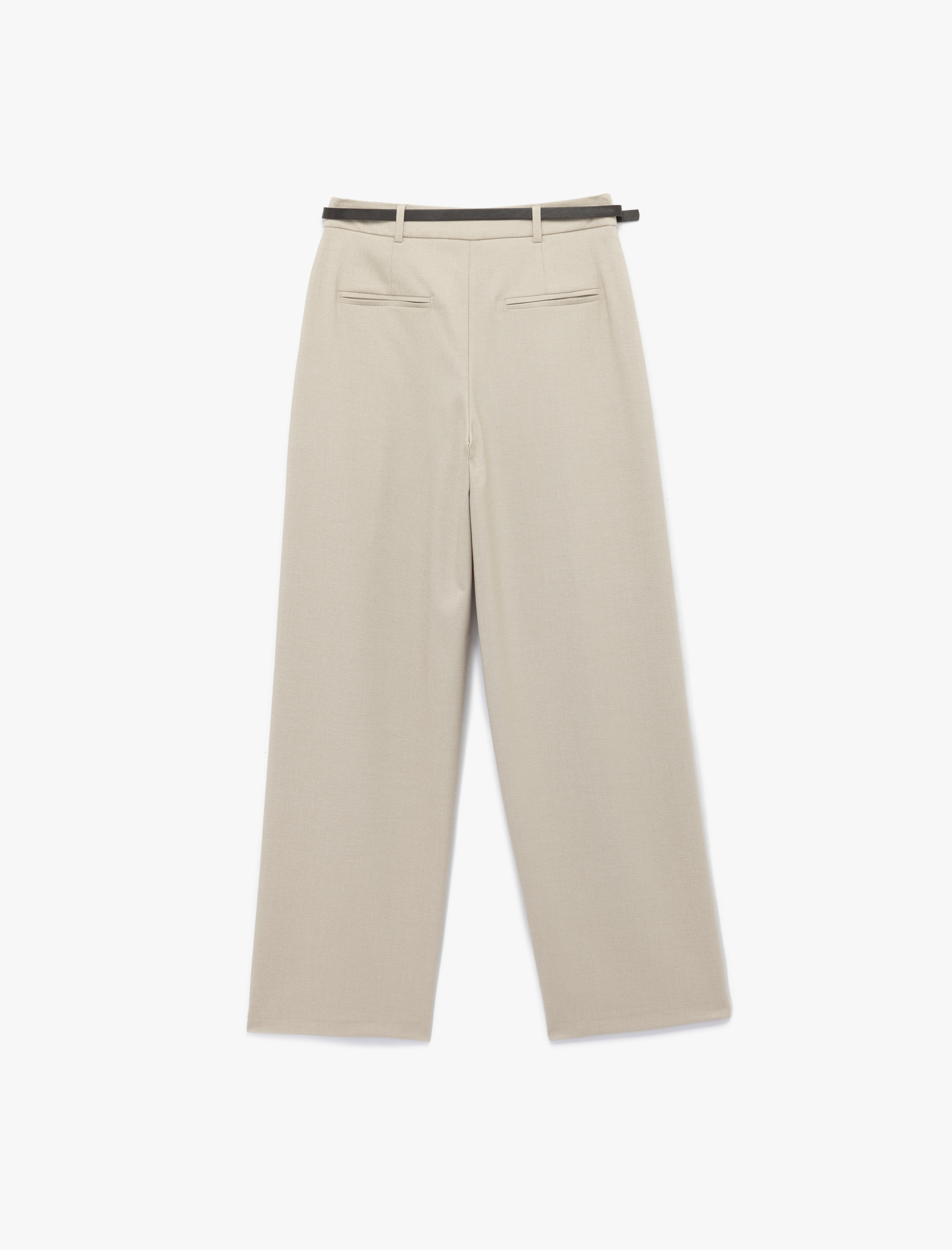   Kemer Detaylı Pileli Cepli Yüksek Bel Palazzo Pantolon