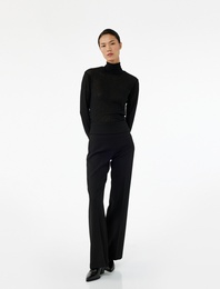 Slim Fit Beli Kat Detaylı İspanyol Paça Pantolon