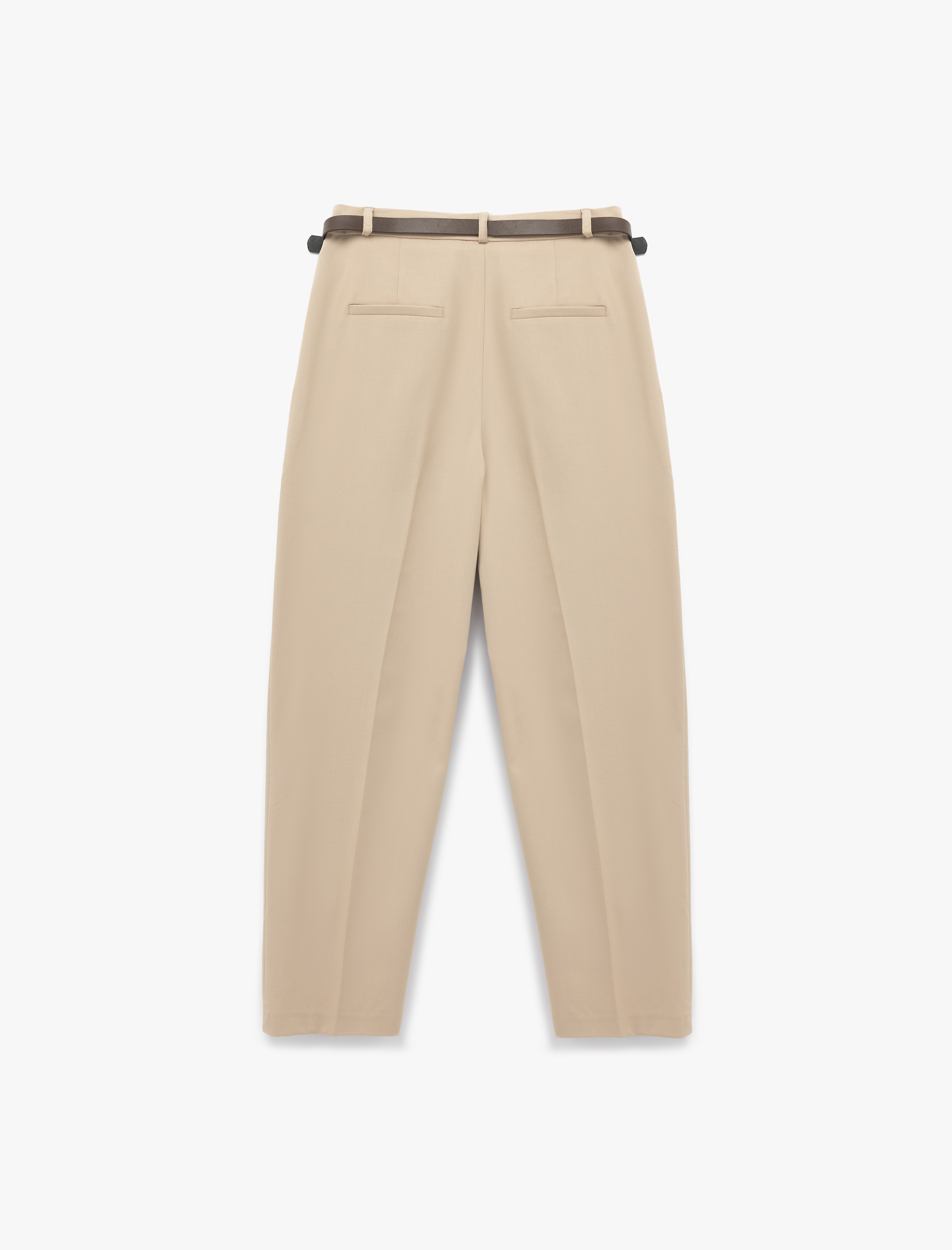   Cepli Pile Detaylı Kemerli Kumaş Cigarette Pantolon