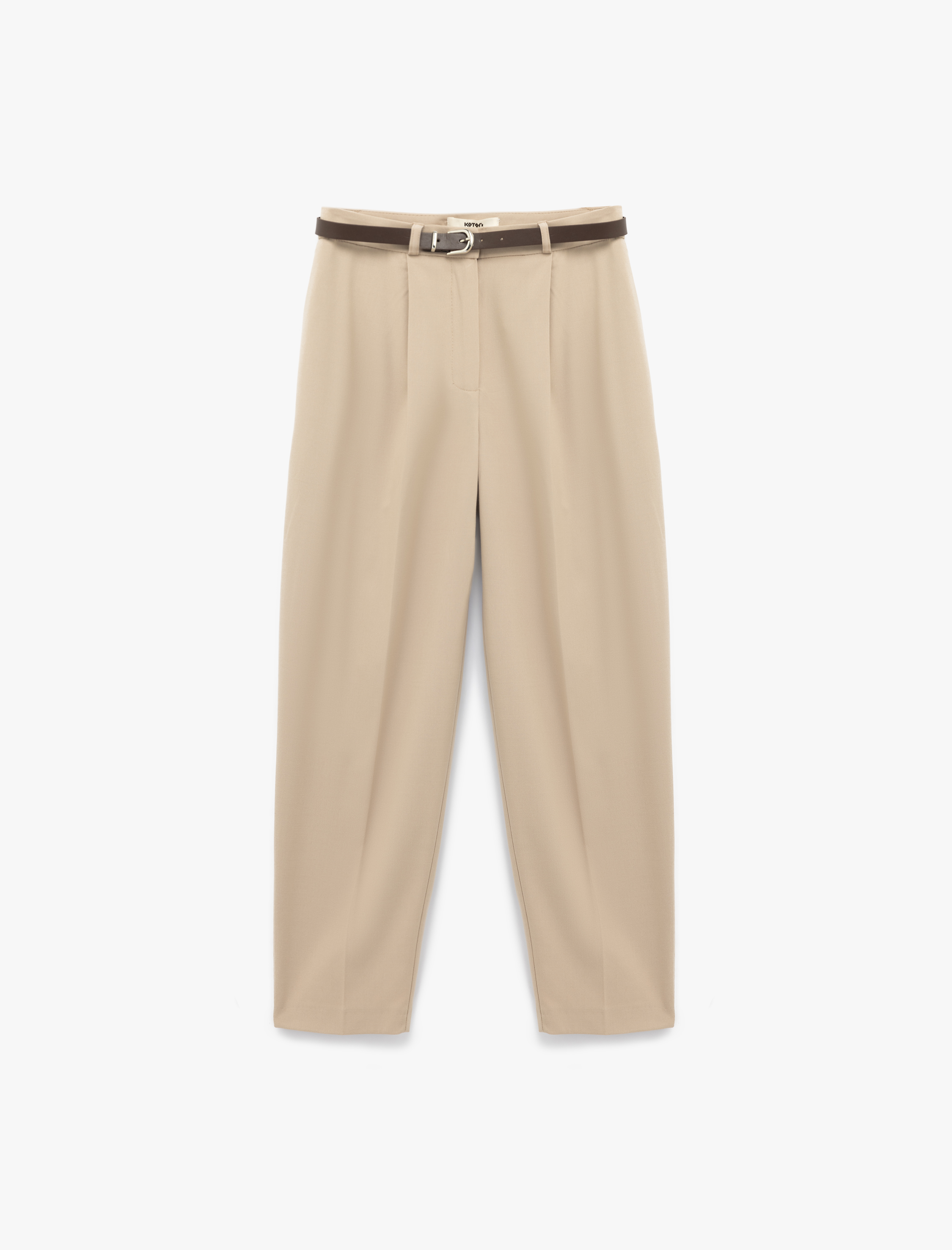   Cepli Pile Detaylı Kemerli Kumaş Cigarette Pantolon