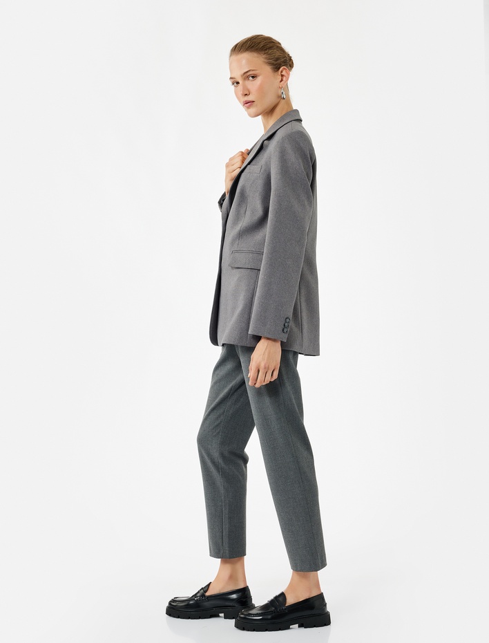  Slim Fit Fleto Cepli Cigarette Kumaş Pantolon