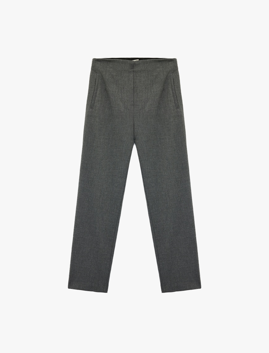   Slim Fit Fleto Cepli Cigarette Kumaş Pantolon