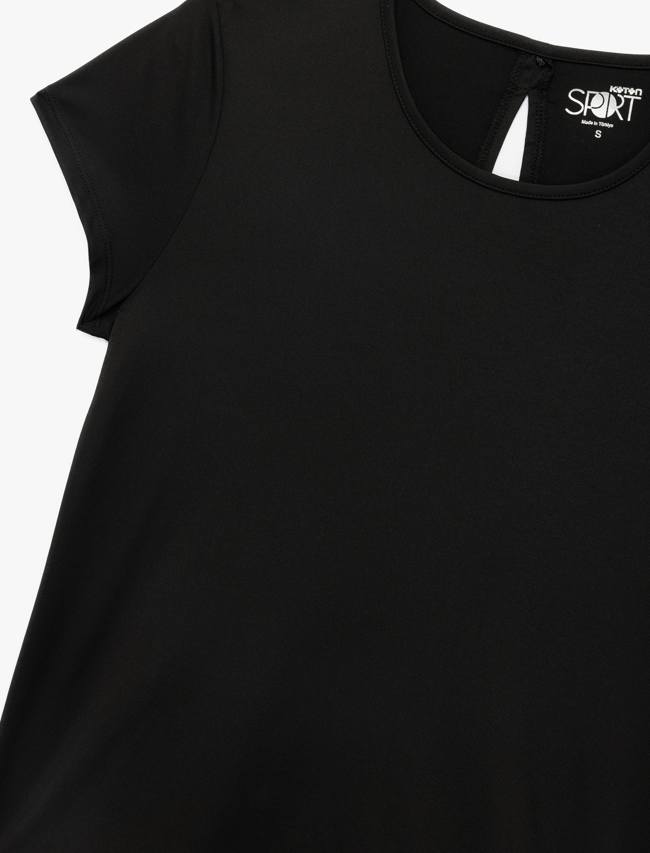   Kısa Kollu Bisiklet Yaka Sırtı Pencere Detaylı Spor Tişört