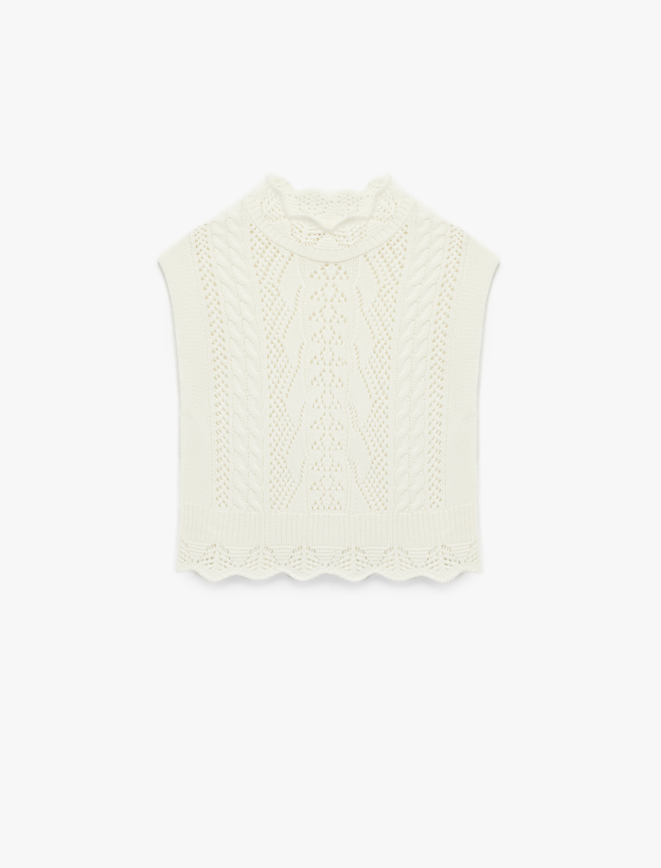   Dik Yaka Kolsuz Ajurlu Örgü Süveter