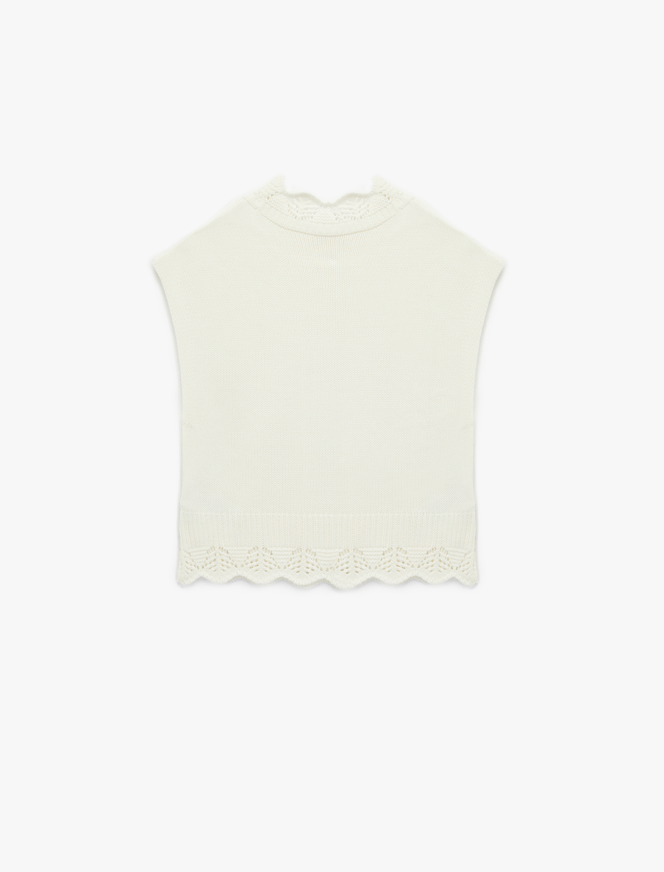   Dik Yaka Kolsuz Ajurlu Örgü Süveter