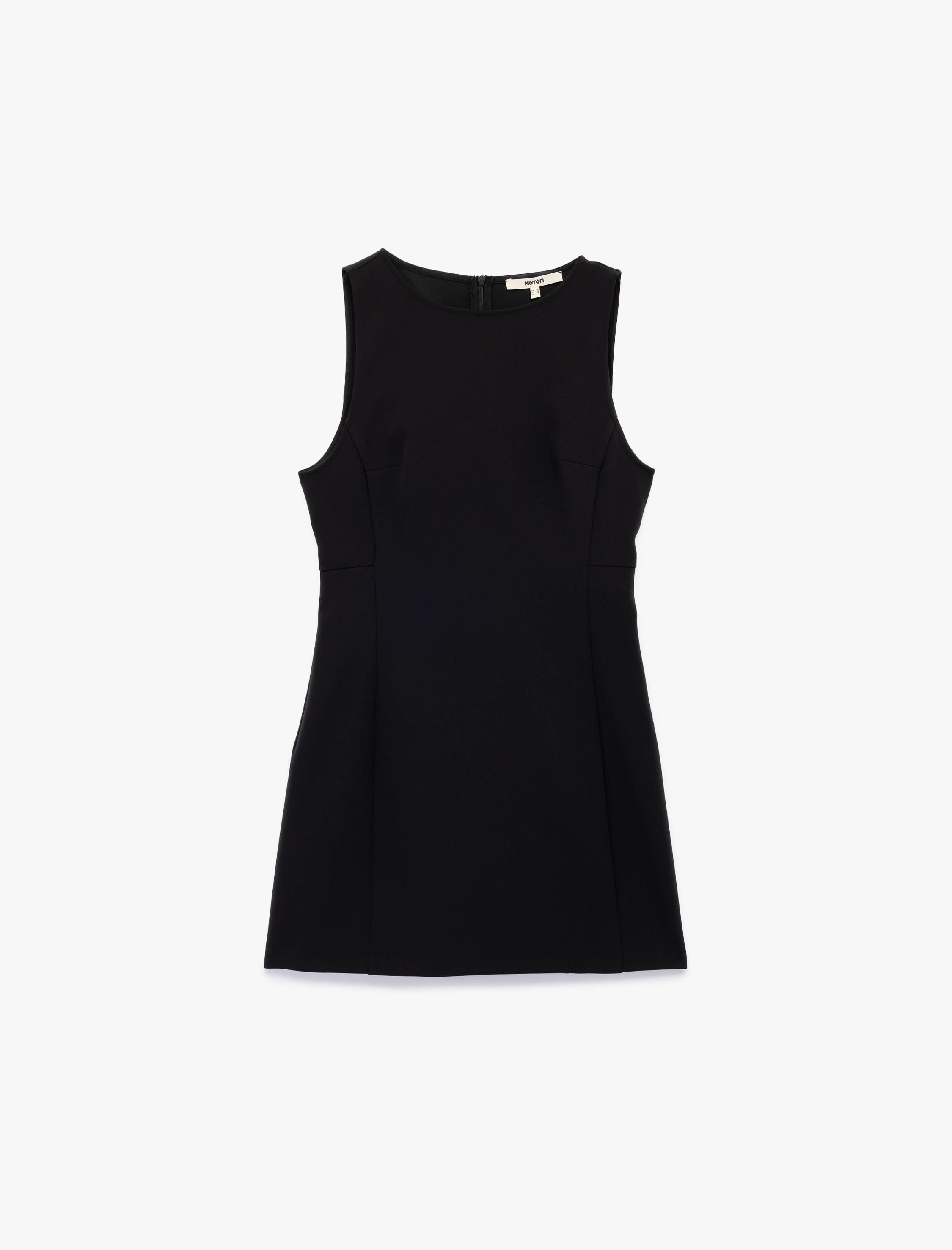   Slim Fit Kolsuz Bisiklet Yaka Mini Elbise