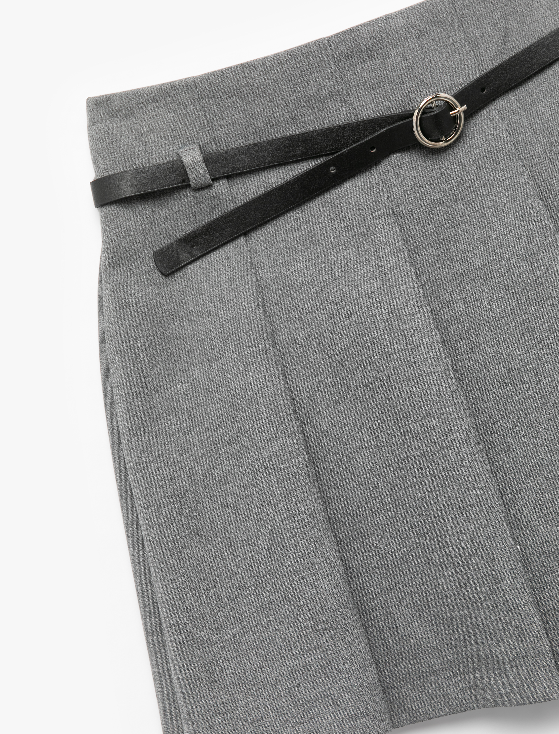   A Kesim Kemer Detaylı Pileli Mini Etek