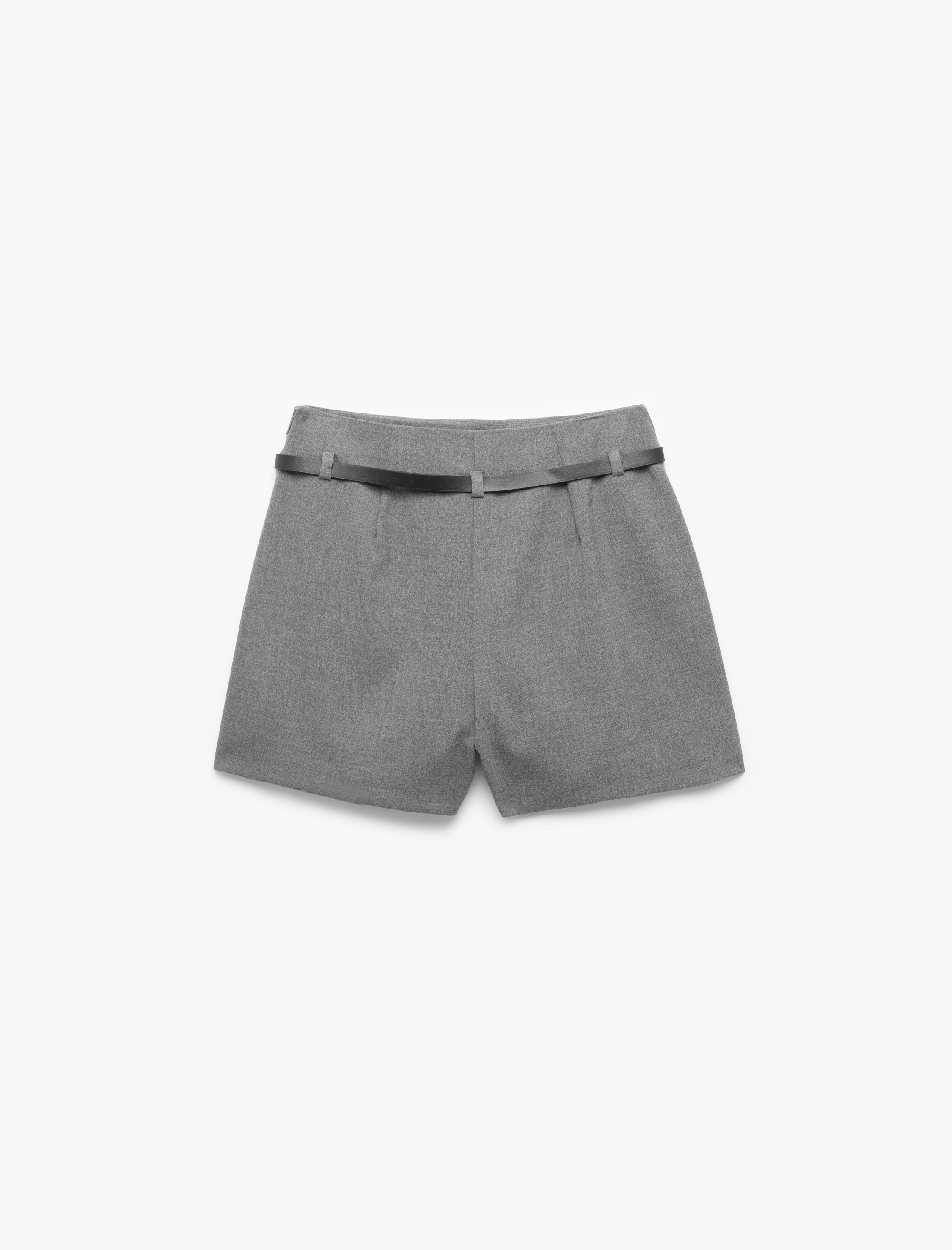   A Kesim Kemer Detaylı Pileli Mini Etek