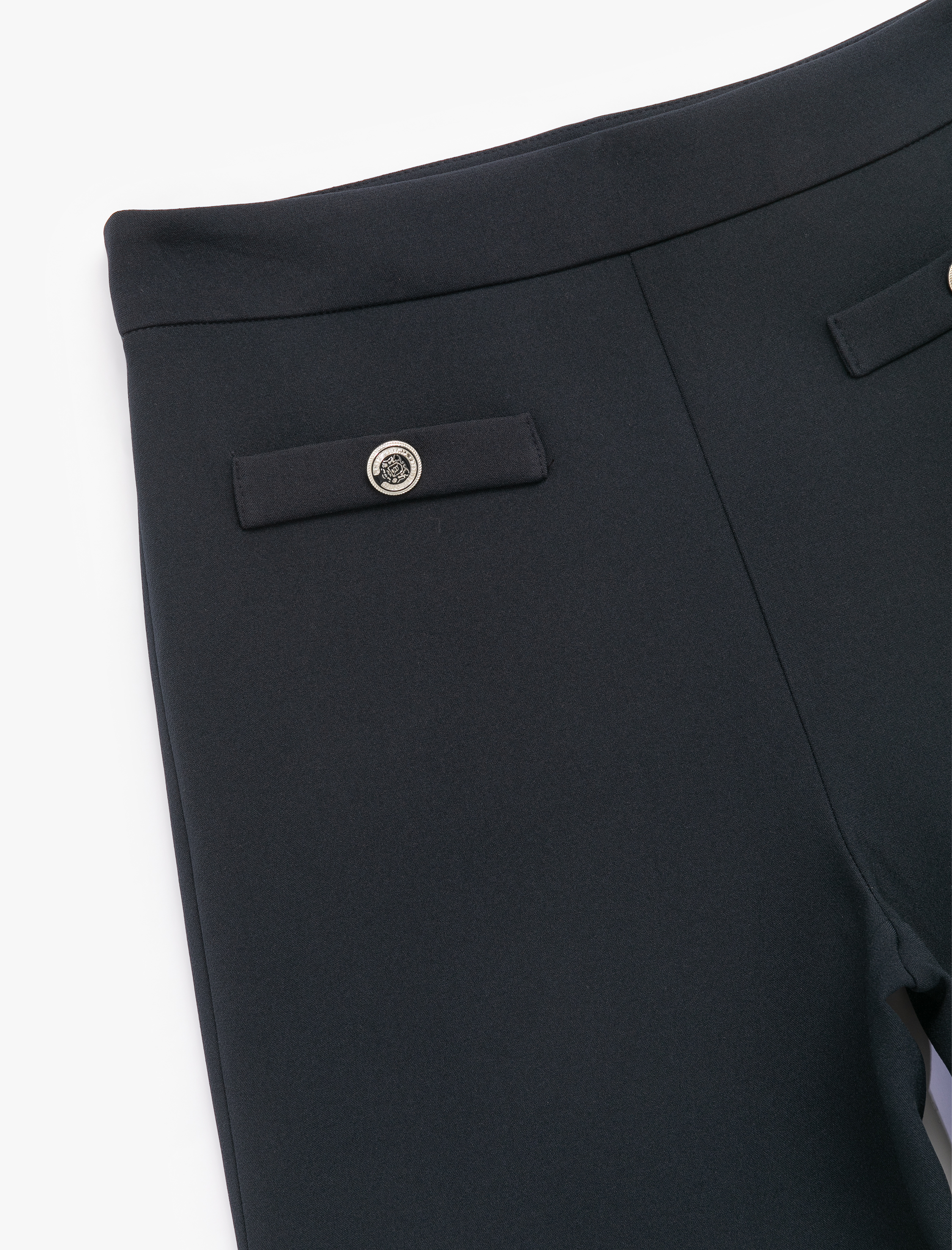 Yüksek Bel Düğmeli Cep Detaylı Geniş Paça Pantolon