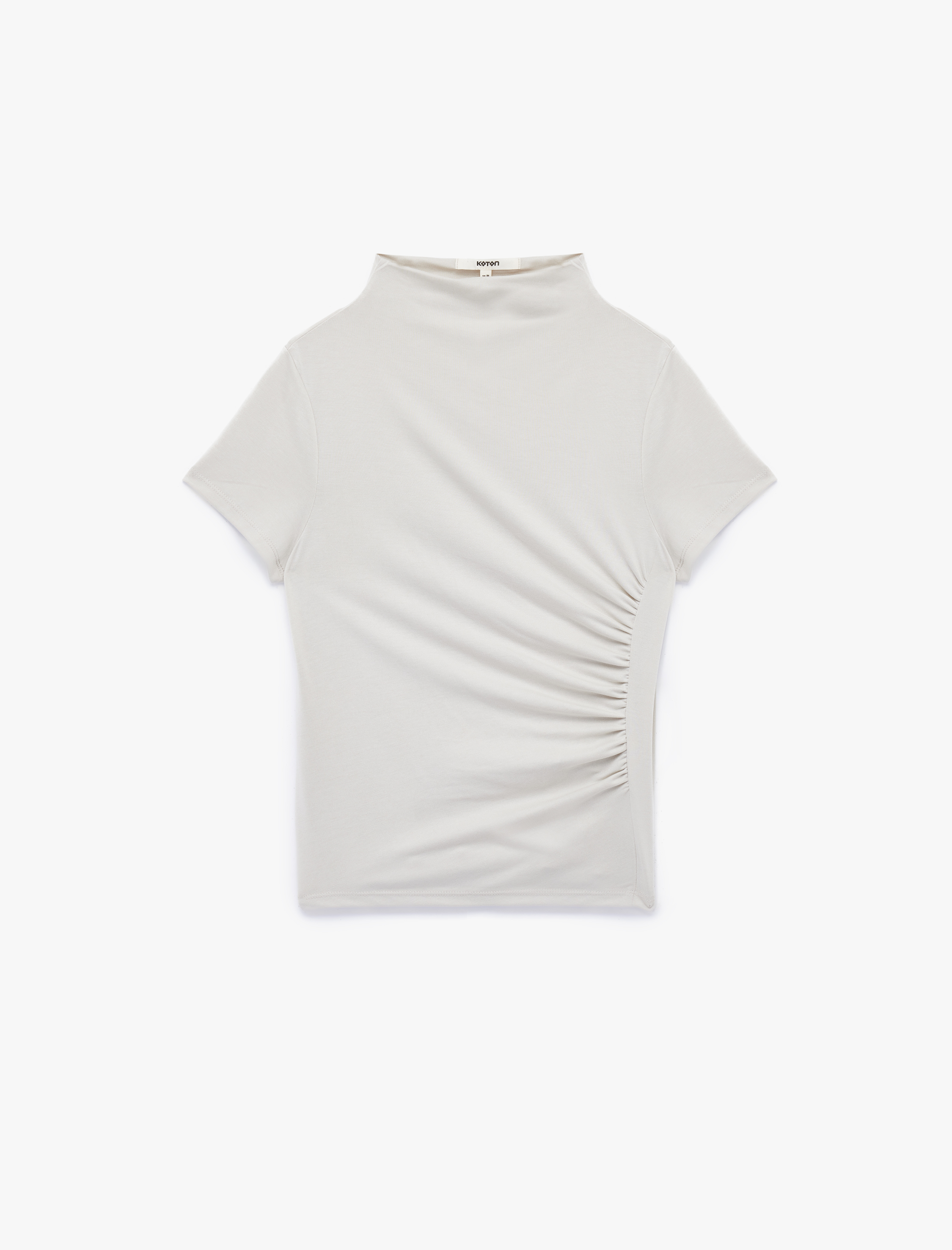   Slim Fit Büzgülü Kısa Kollu Dik Yaka Bluz