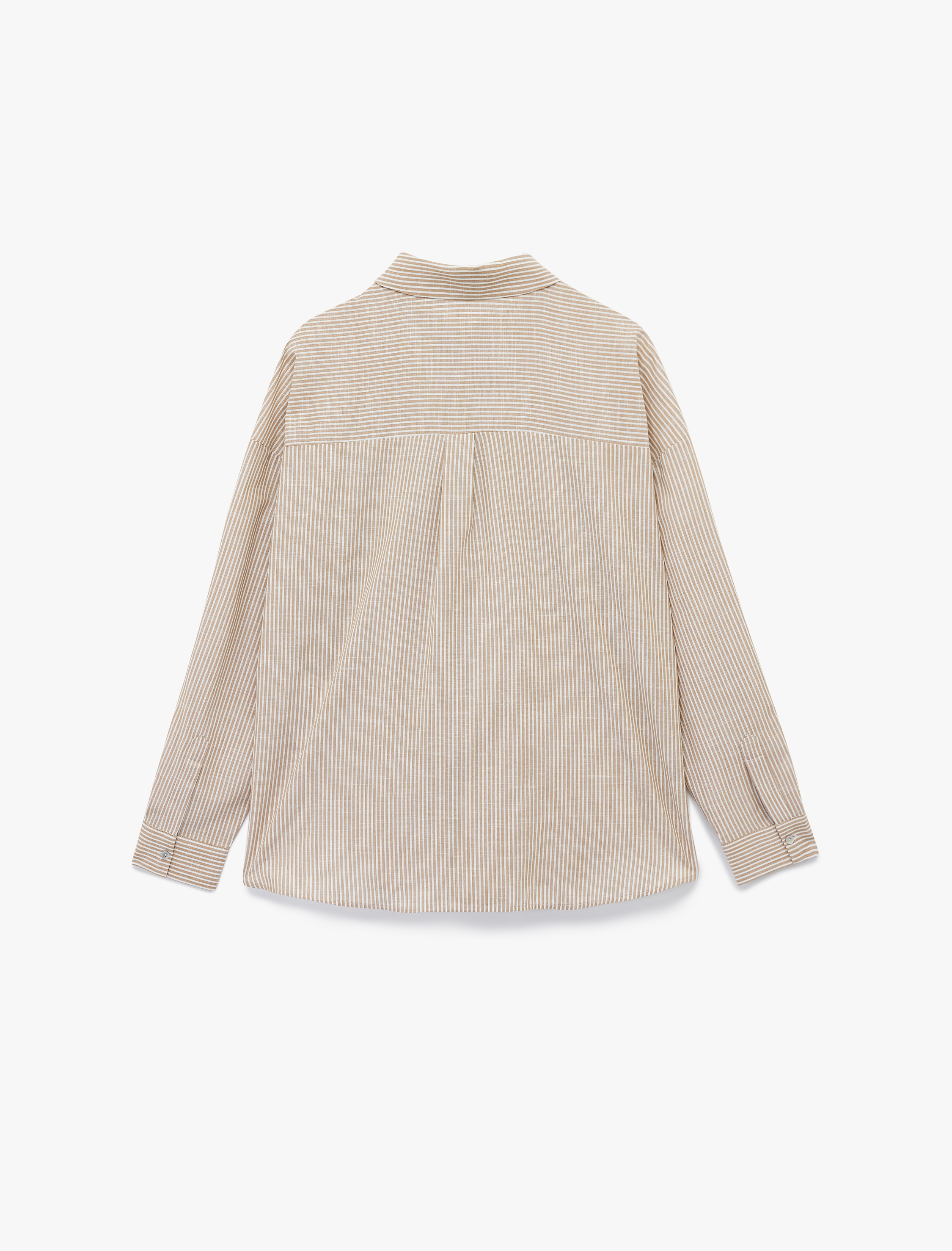   Pamuklu Tek Cep Detaylı Uzun Kollu Klasik Yaka Oversize Gömlek