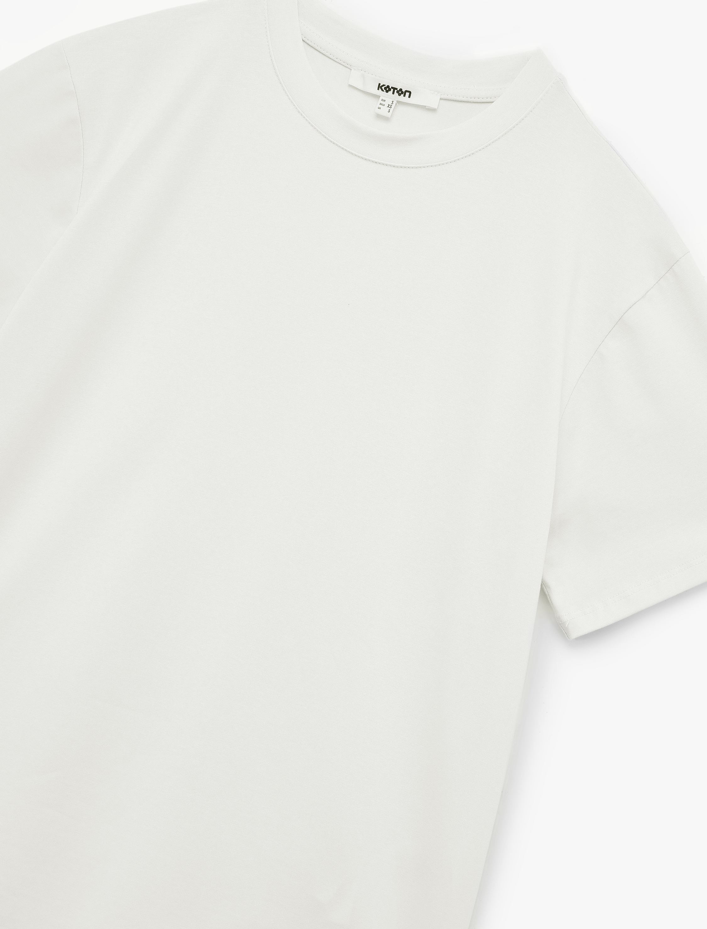   Kısa Kollu Bisiklet Yaka Pamuklu Basic Oversize Tişört