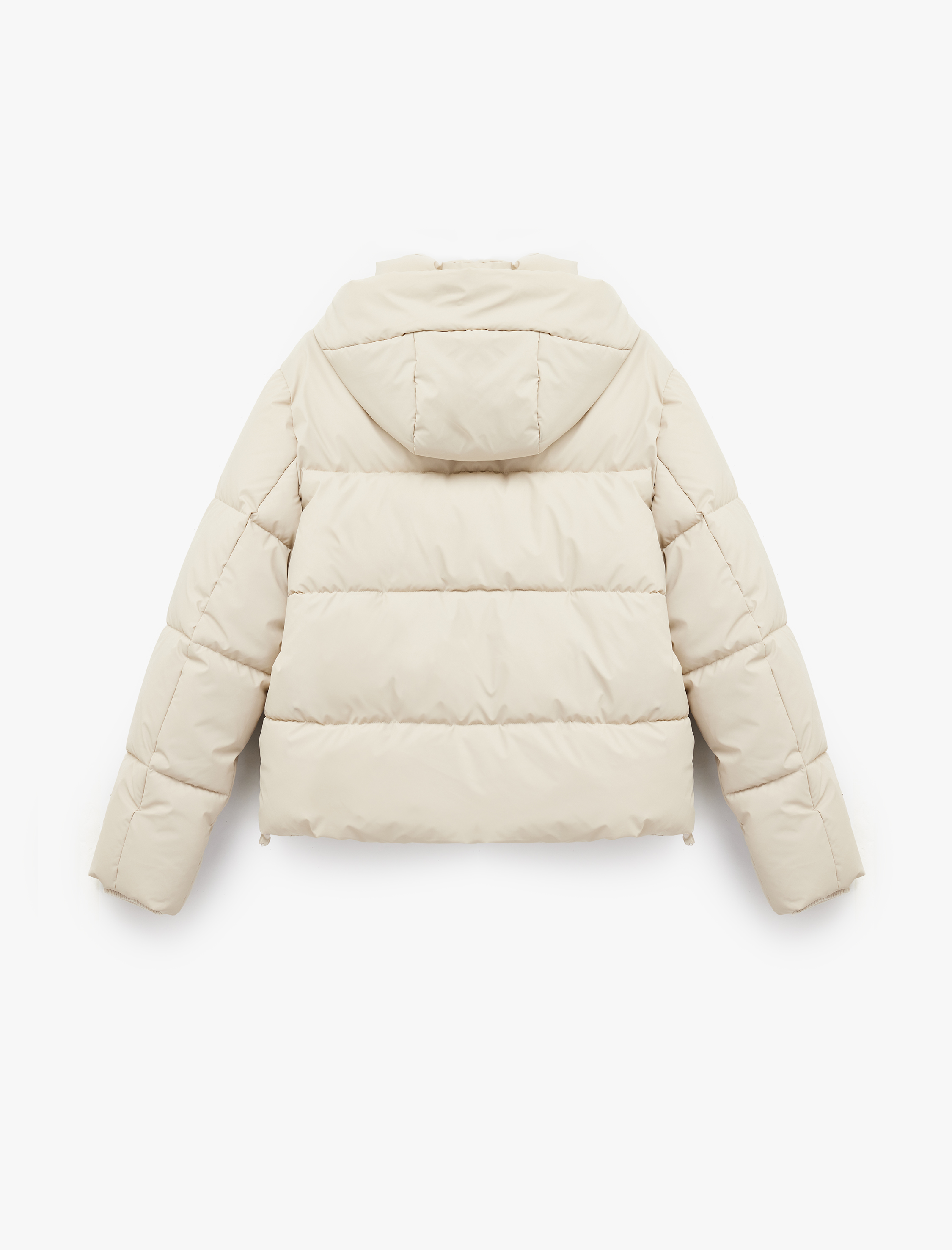   Polar Cep Detaylı Fermuarlı Uzun Kollu Kapüşonlu Crop Şişme Mont