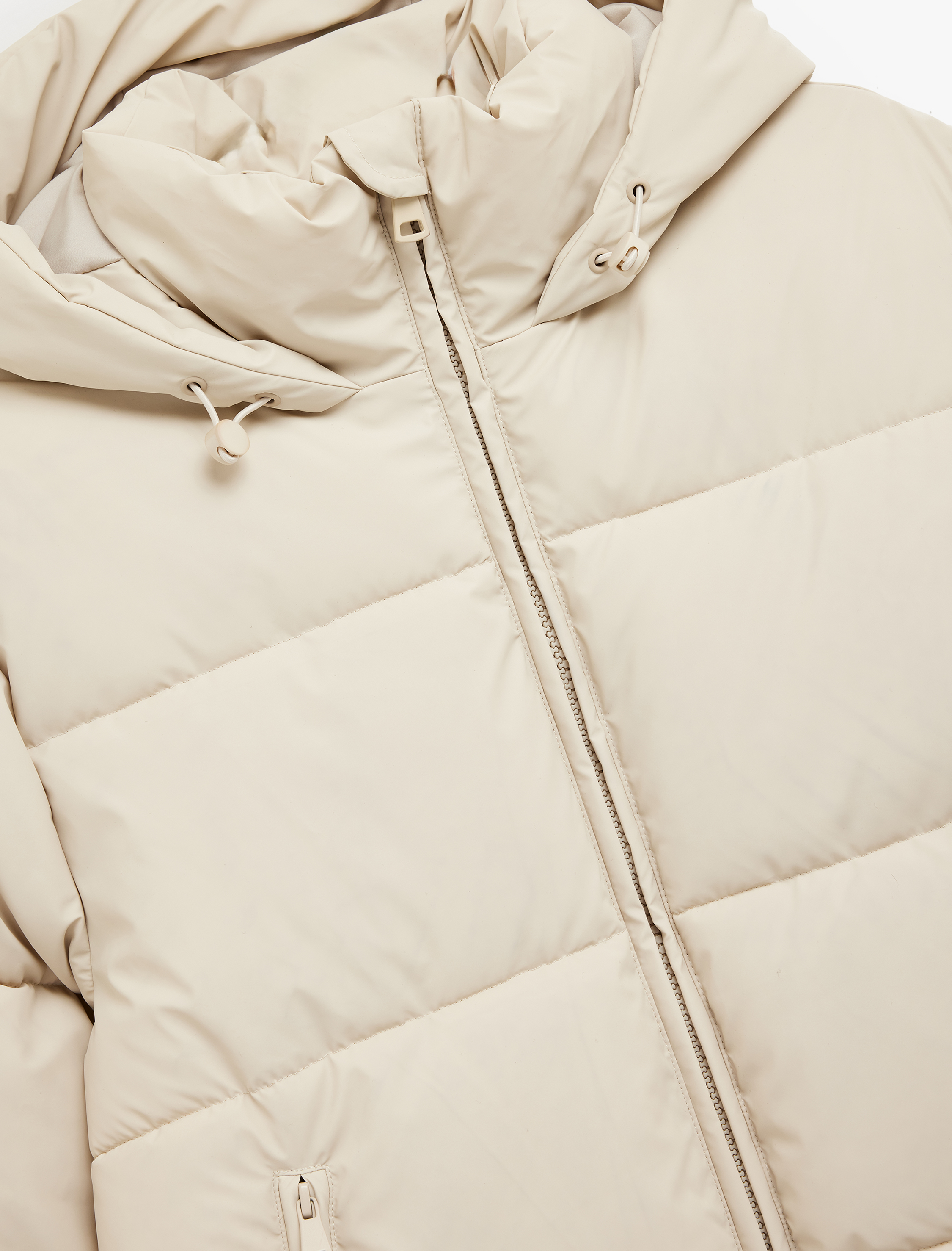   Polar Cep Detaylı Fermuarlı Uzun Kollu Kapüşonlu Crop Şişme Mont